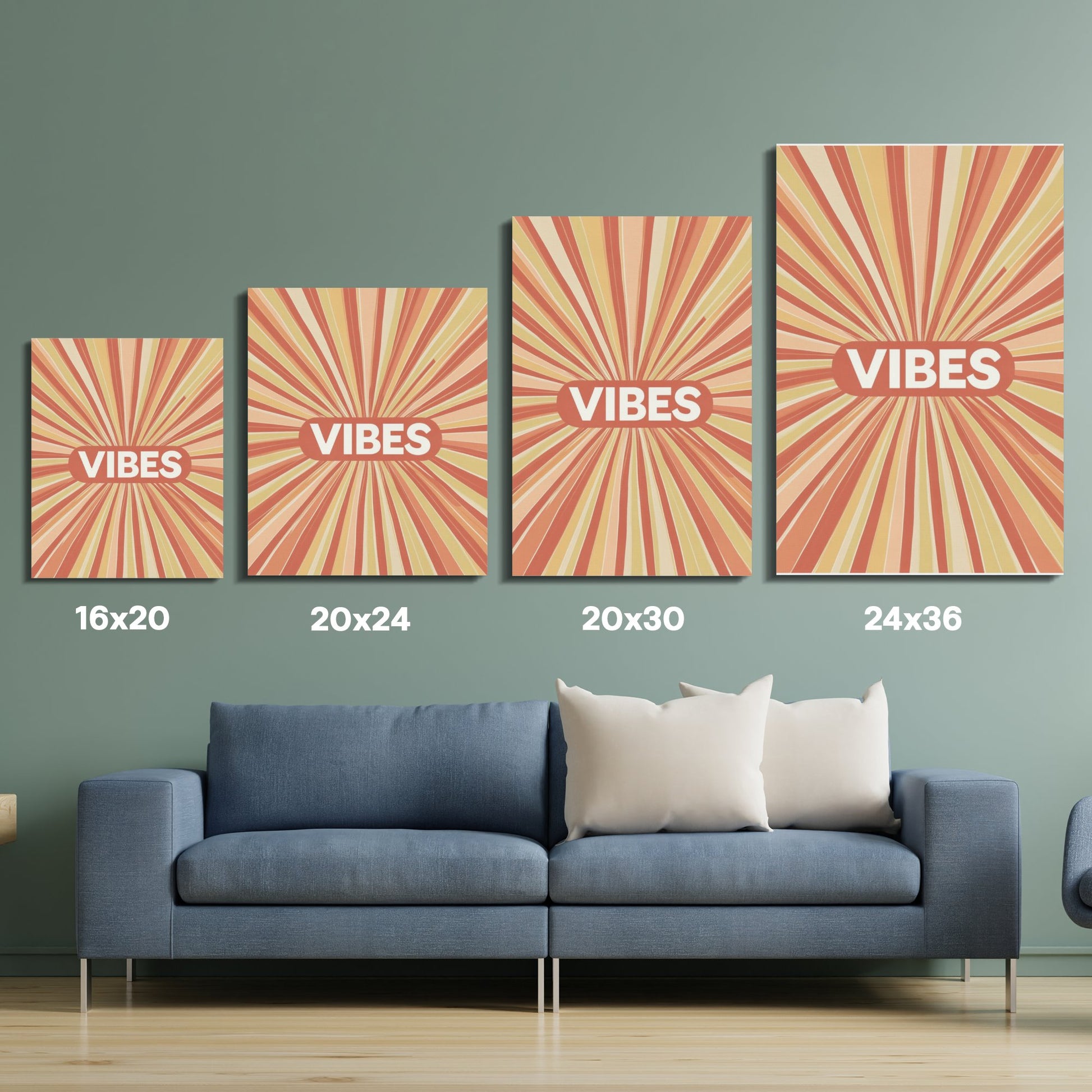 Modern Vibes Wall Art Canvas Set, Abstract Radiant Design, Home Decor, Living Room Aesthetic, Various Sizes