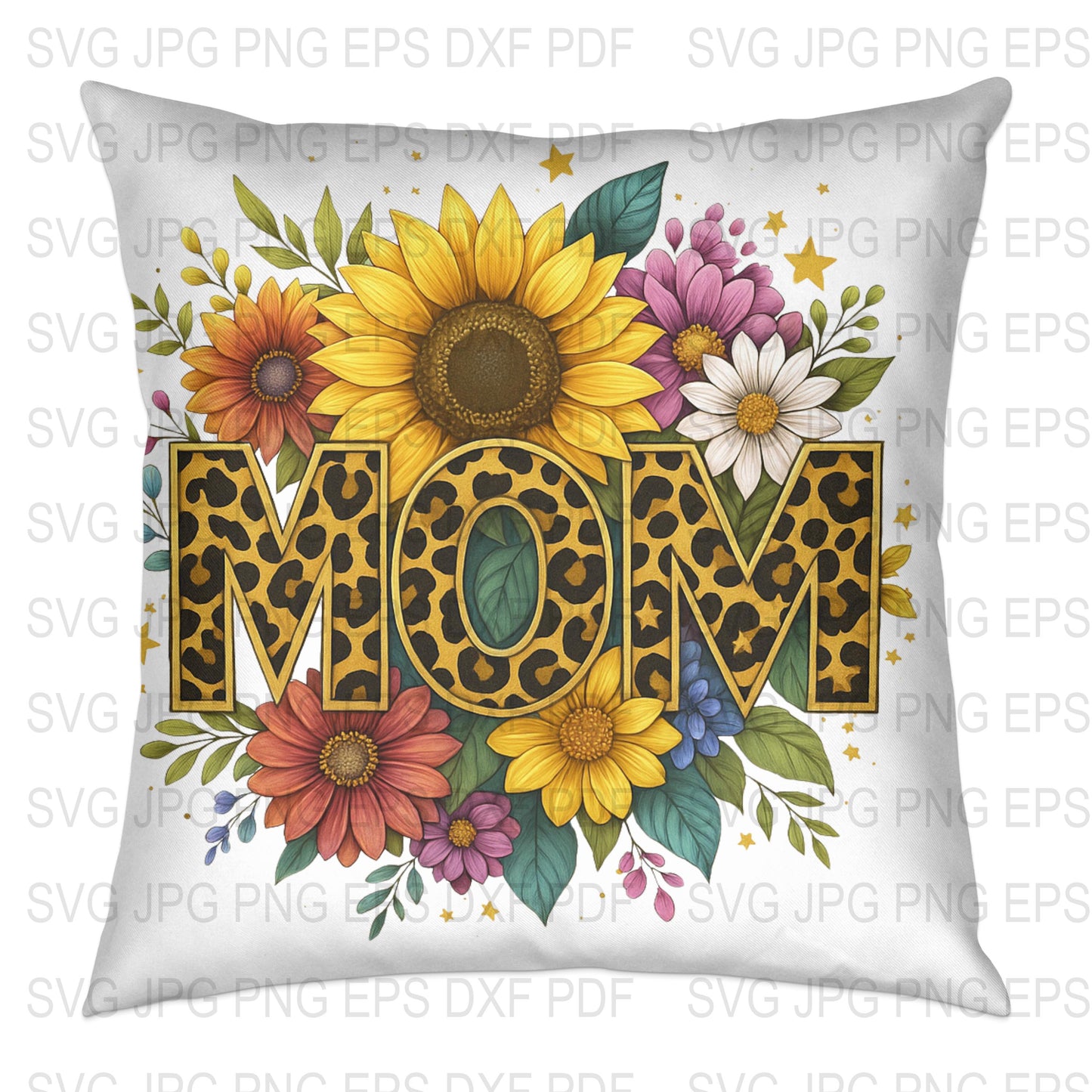 Floral Mom Pillow Cover, Sunflower and Daisy Design, Mother's Day Gift, Decorative Throw Pillow Case, Colorful Home Decor