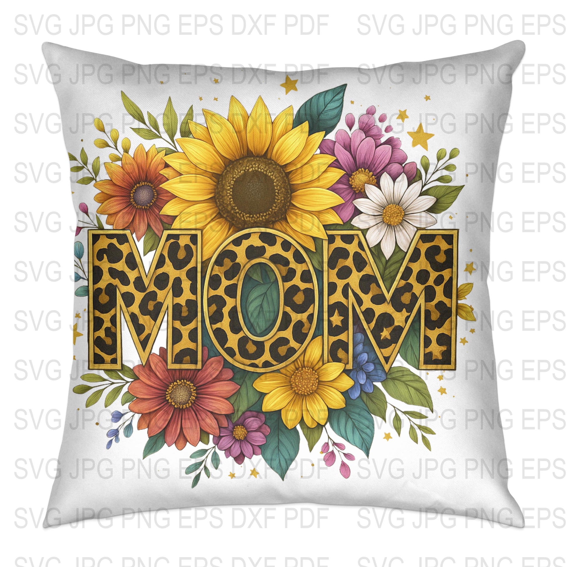 Floral Mom Pillow Cover, Sunflower and Daisy Design, Mother's Day Gift, Decorative Throw Pillow Case, Colorful Home Decor