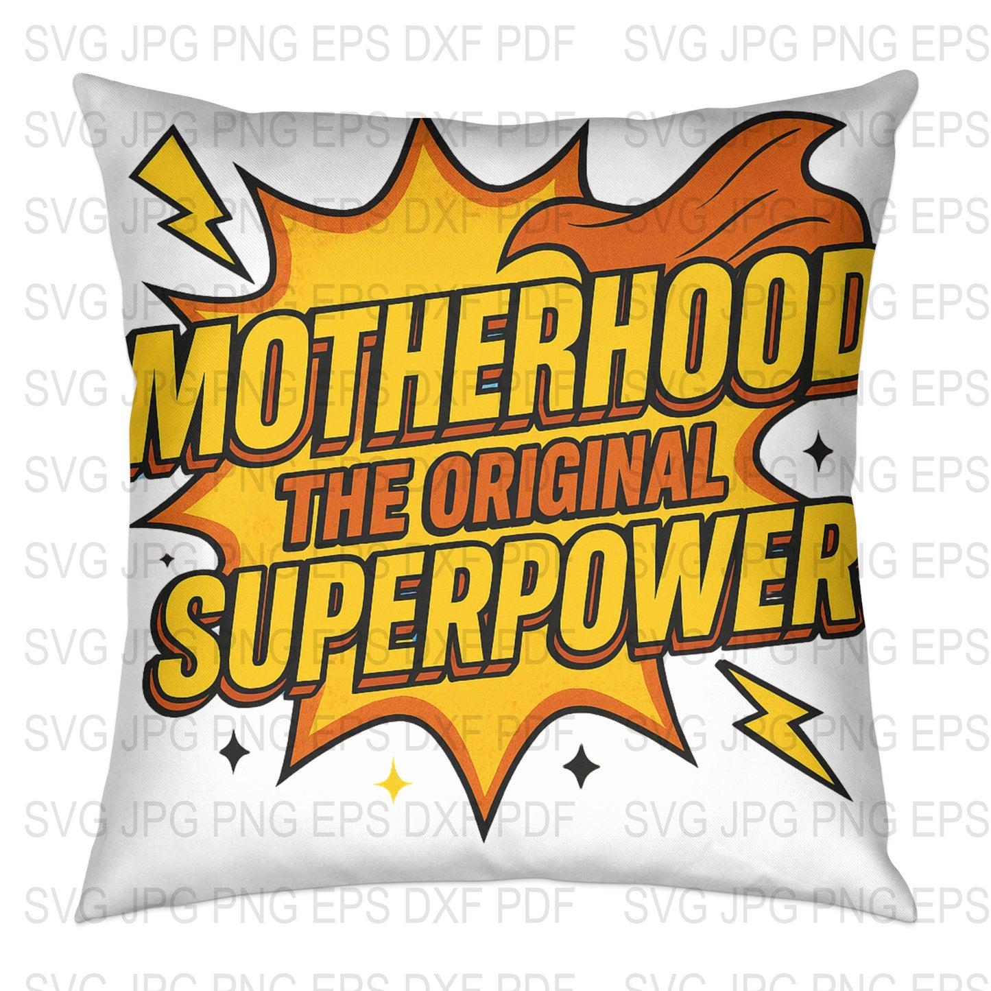 Motherhood The Original Superpower Comic Style Throw Pillow, Bold Graphic Home Decor