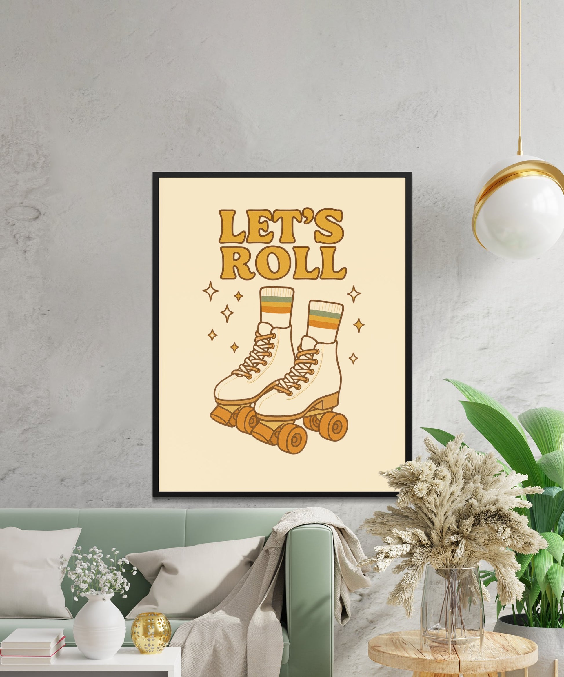 Vintage Style Roller Skates Art Poster, Retro Let's Roll Wall Decor, Trendy Home Decoration, Skating Enthusiast Gift Idea