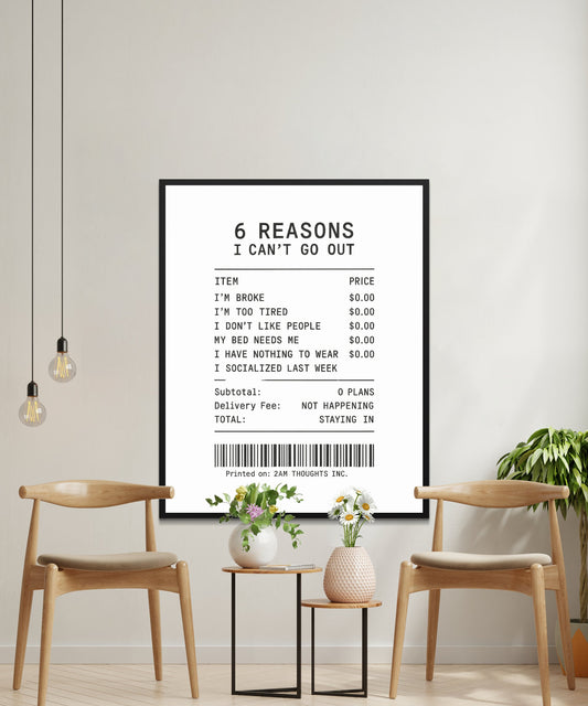 Modern Minimalist Wall Art Poster, Funny Introvert Quotes, Home Office Decor