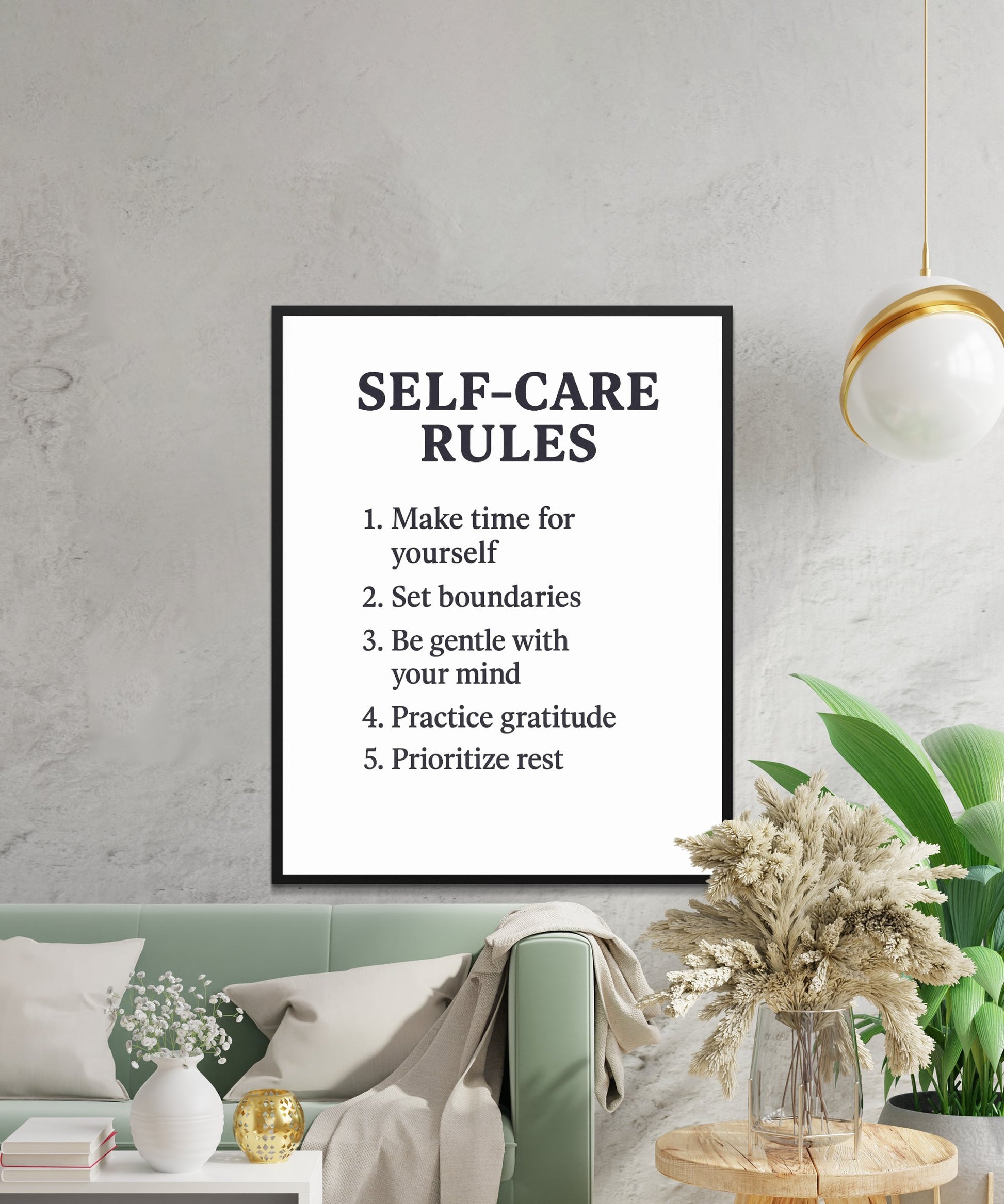 Self-Care Rules Wall Art Poster, Minimalist Home Decor, Inspirational Quote Print, Mental Health Awareness, Gentle Reminder, Modern Decor