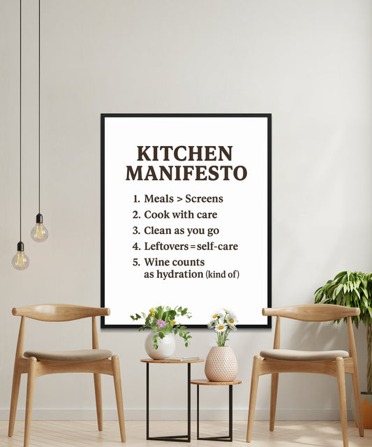 Kitchen Manifesto Poster, Modern Wall Art, Dining Room Decor, Minimalist Typography Print, Home Interior Design, Gift Idea