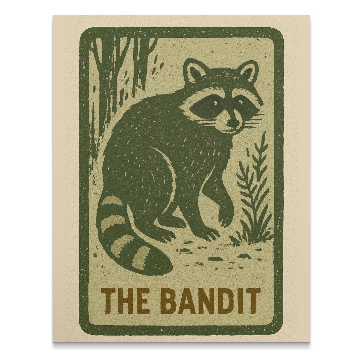 Vintage Raccoon Print, Rustic Forest Animal Wall Art, The Bandit Wildlife Illustration, Nature Inspired Home Decor, Unique Gift Idea
