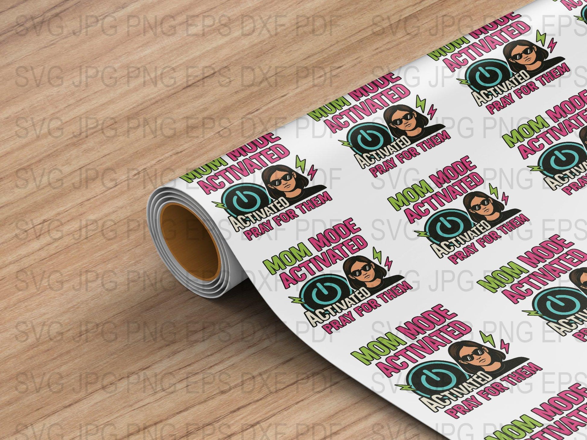 Mom Mode Activated Sticker Roll, Fun Cartoon Mom Superhero Vinyl Decals for DIY Crafts and Scrapbooking
