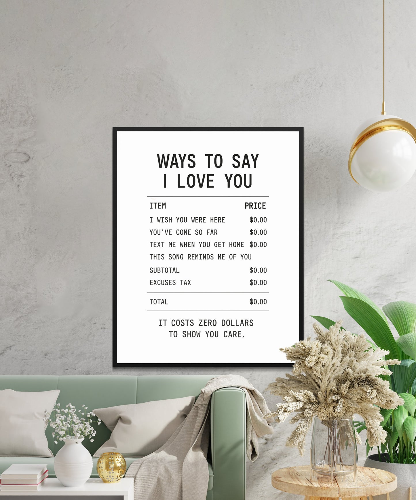 Modern Minimalist Text Art Poster, 'Ways to Say I Love You', Home Wall Decor, Contemporary Living Room Artwork, Unique Gift Idea