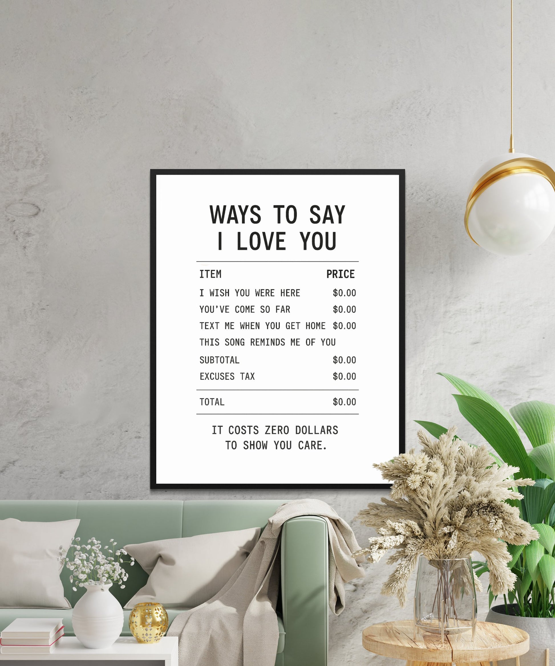 Modern Minimalist Text Art Poster, 'Ways to Say I Love You', Home Wall Decor, Contemporary Living Room Artwork, Unique Gift Idea