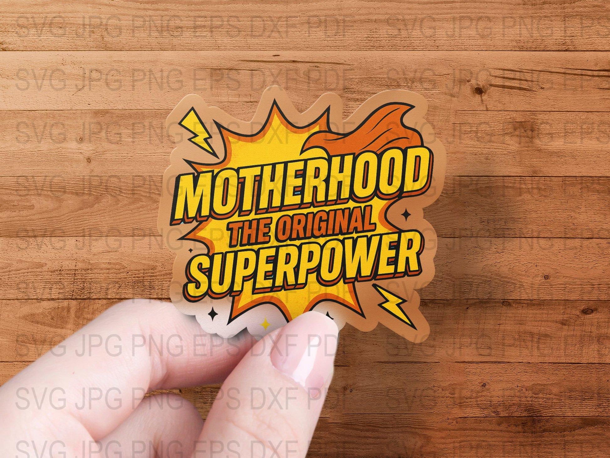 Motherhood Superpower Vinyl Sticker, Original Comic Style Decal for Laptops and Notebooks, Gift for Moms