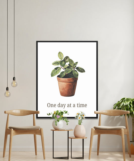 Botanical Wall Art Print, Potted Plant Poster, Minimalist Home Decor, Inspirational Quote Art