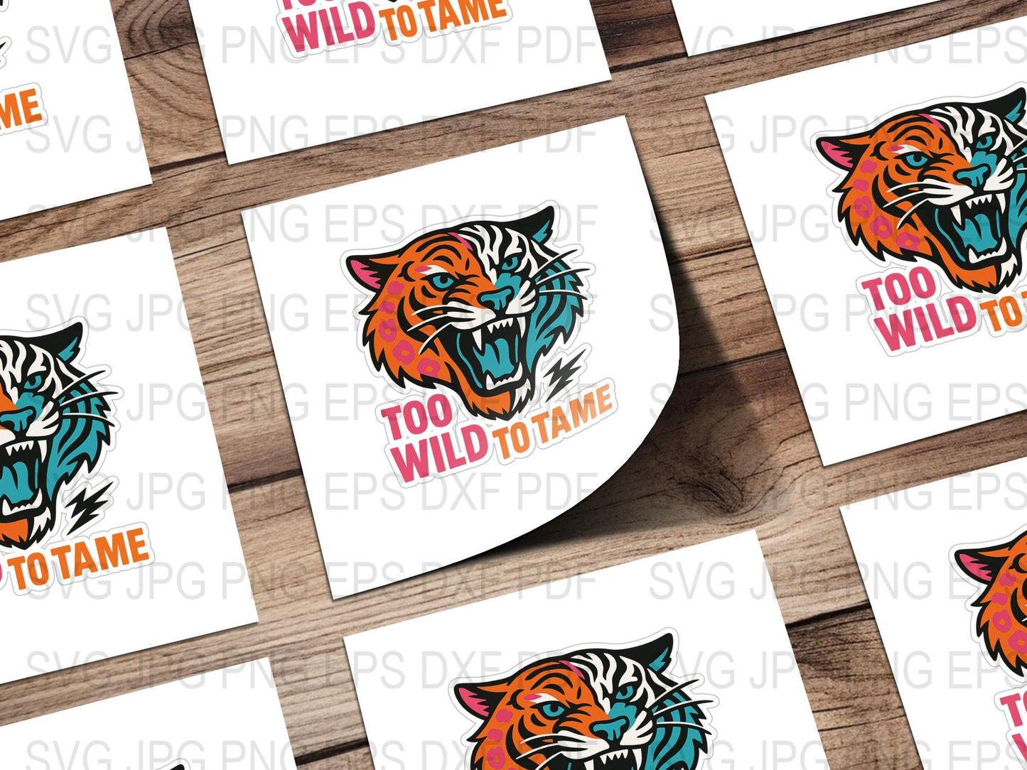 Tiger Head SVG, Wild Tiger Clipart, Digital Download, EPS, PNG, DXF, PDF Files, Vibrant Tiger Design, Craft Supplies, Sticker Template