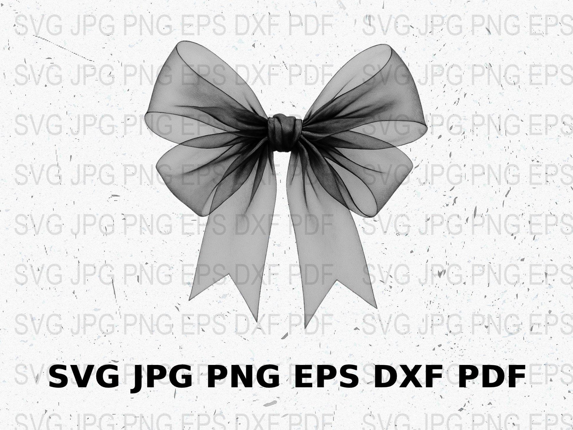 Black Ribbon Bow Clipart, Digital Download, SVG, JPG, PNG, EPS, DXF, PDF, Graphic Design, Crafting Supplies, Commercial Use
