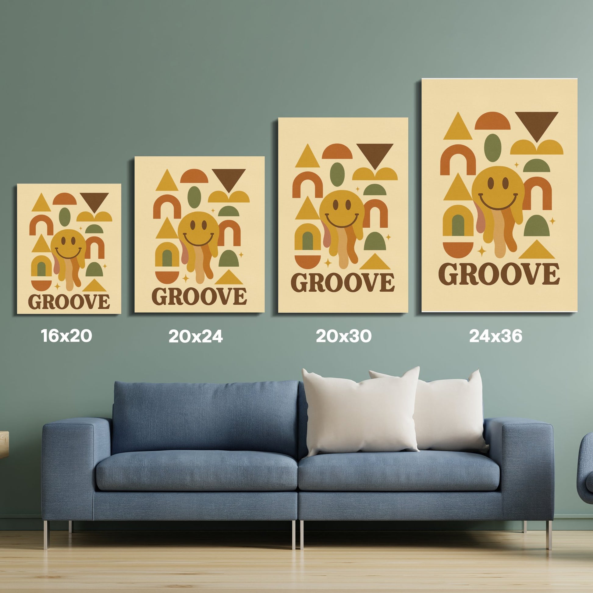 Groove Abstract Art Prints Set, Modern Geometric Wall Decor, Vibrant Living Room Decoration, Multiple Sizes Available