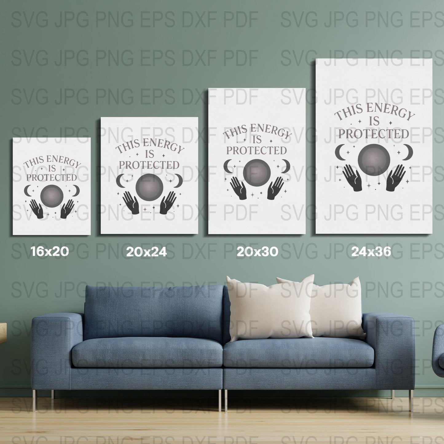 Spiritual Energy Protection Hands Poster Set, Modern Wall Art Digital Download, Living Room Decor Ideas, Printable Inspirational Quotes