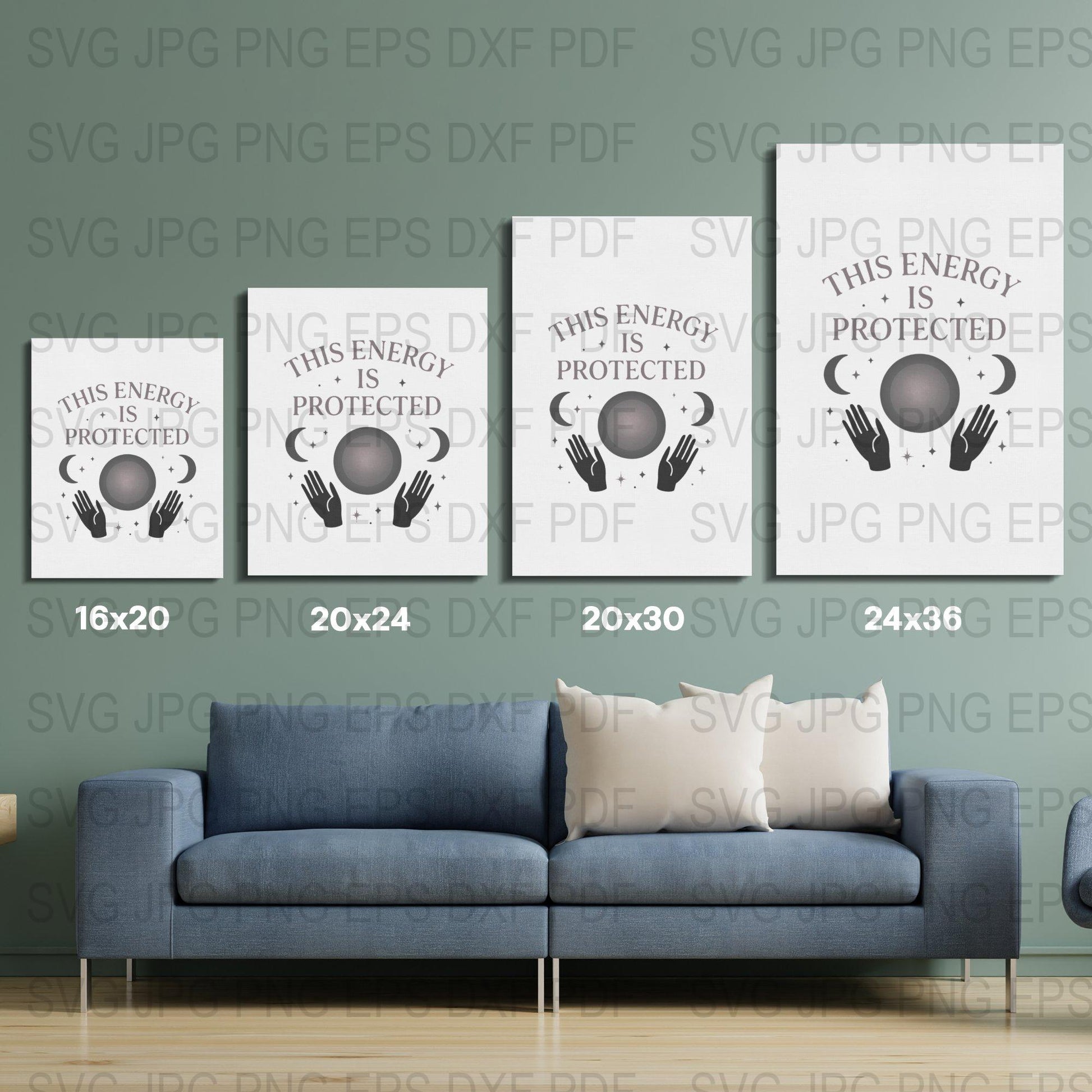 Spiritual Energy Protection Hands Poster Set, Modern Wall Art Digital Download, Living Room Decor Ideas, Printable Inspirational Quotes