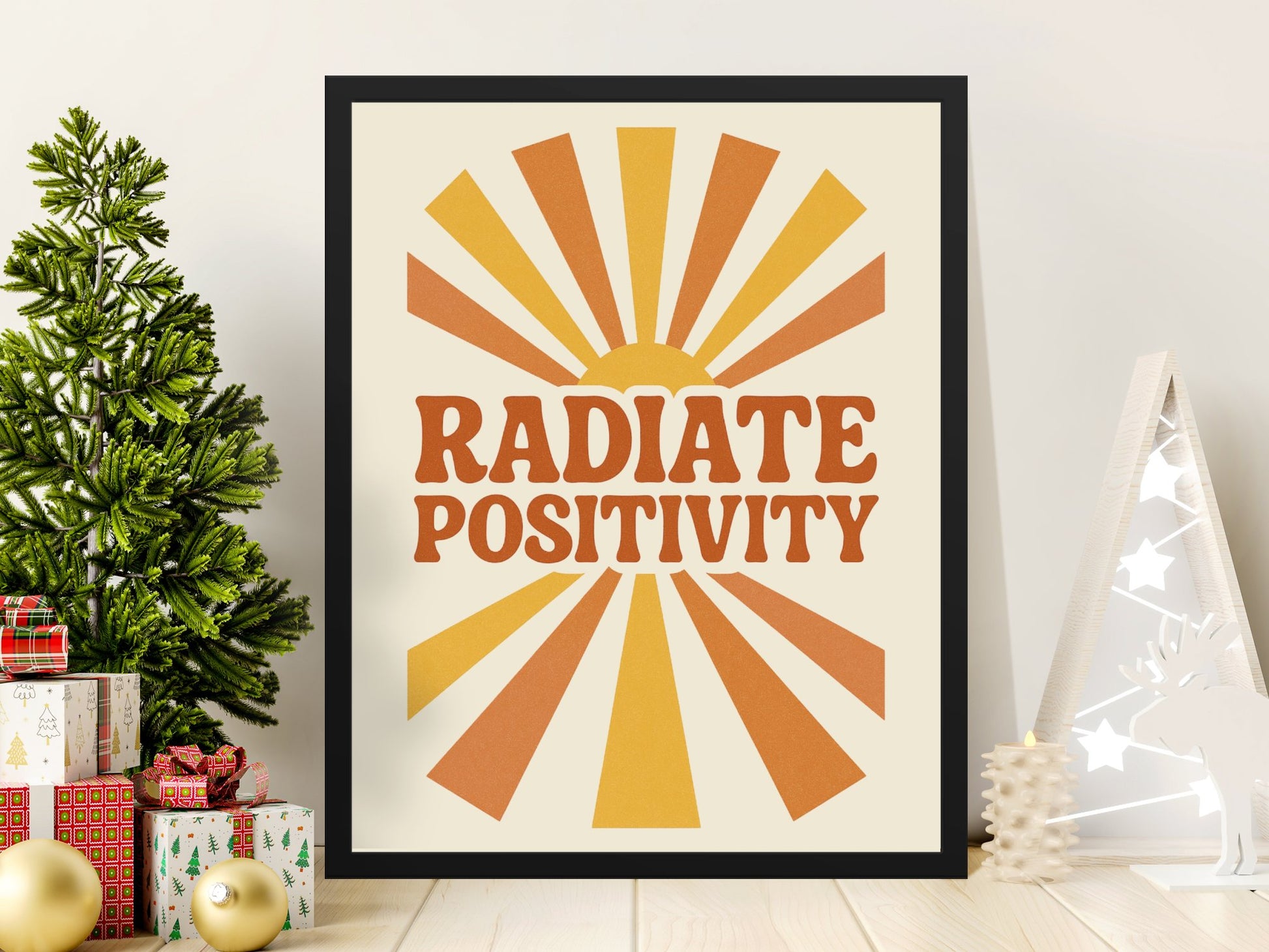 Radiate Positivity Wall Art Poster, Inspirational Quote Print, Modern Home Decor, Office Motivational Artwork, Sunshine Graphic Design