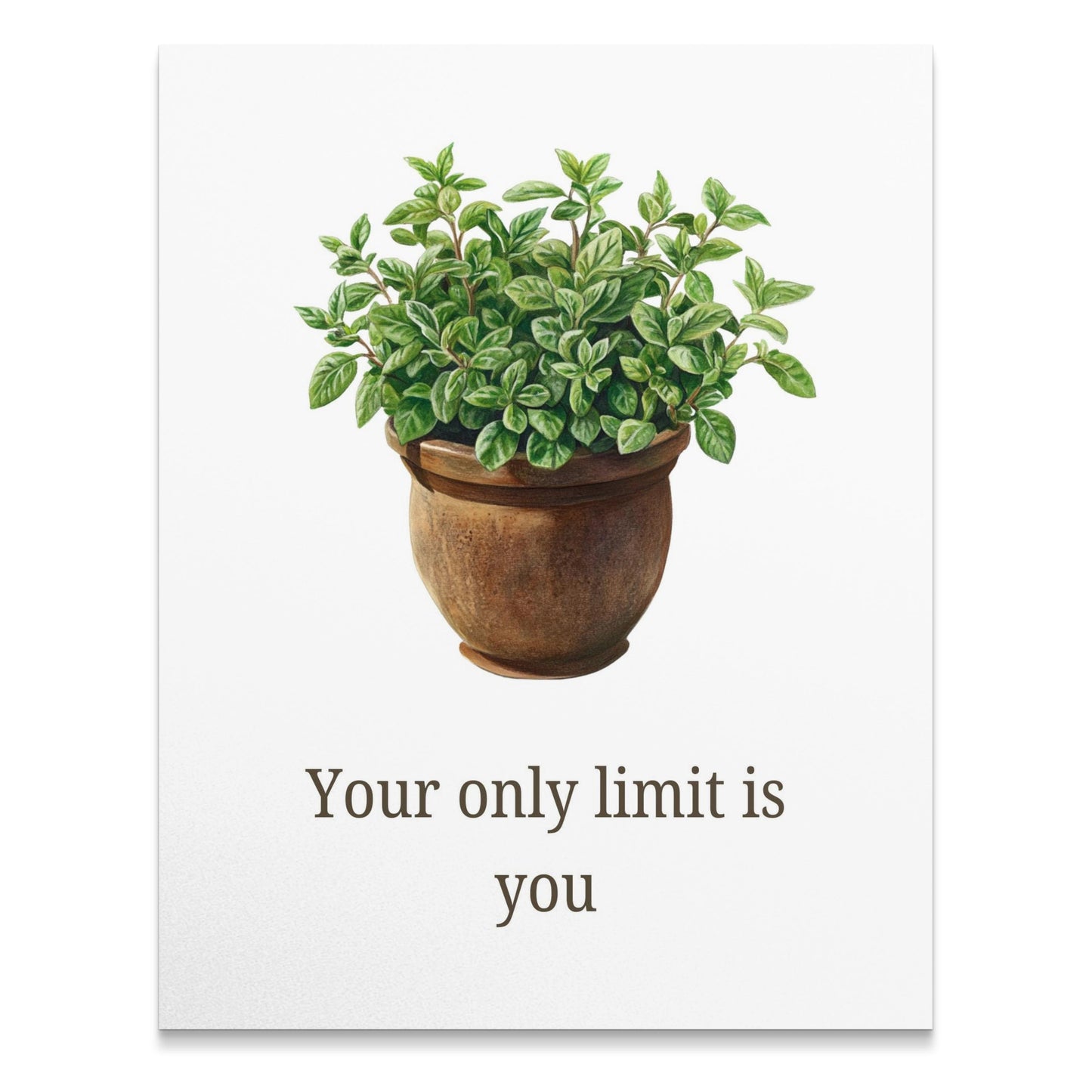 Inspirational Quote Wall Art, Potted Plant Painting, Botanical Poster, Rustic Home Decor, Office Motivational Print, Greenery Artwork