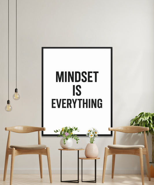 Mindset Is Everything Inspirational Quote Wall Art, Modern Home Decor, Minimalist Black and White Poster, Office Decor, Motivational Print