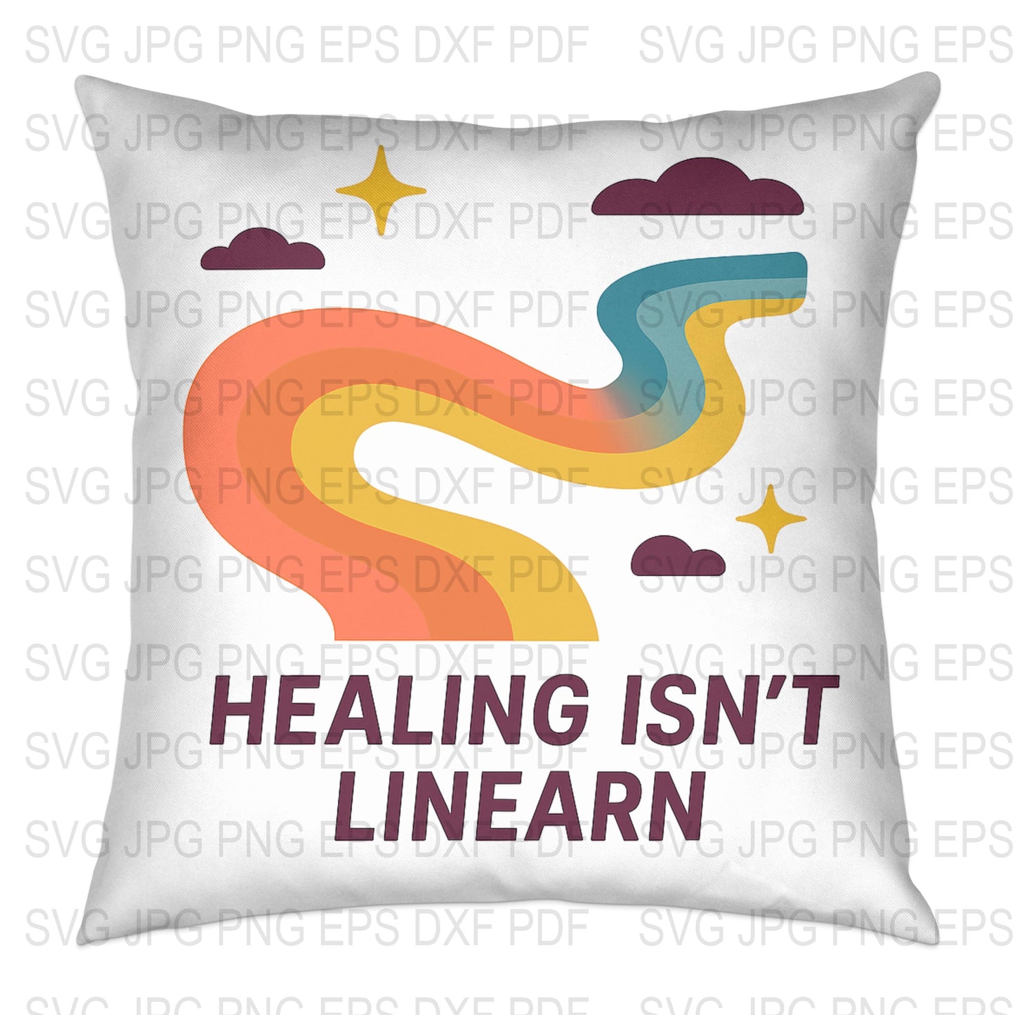 Inspirational Quote Pillow Cover, Healing Isn't Linear, Home Decor, Modern Design Throw Pillow, Colorful Accents