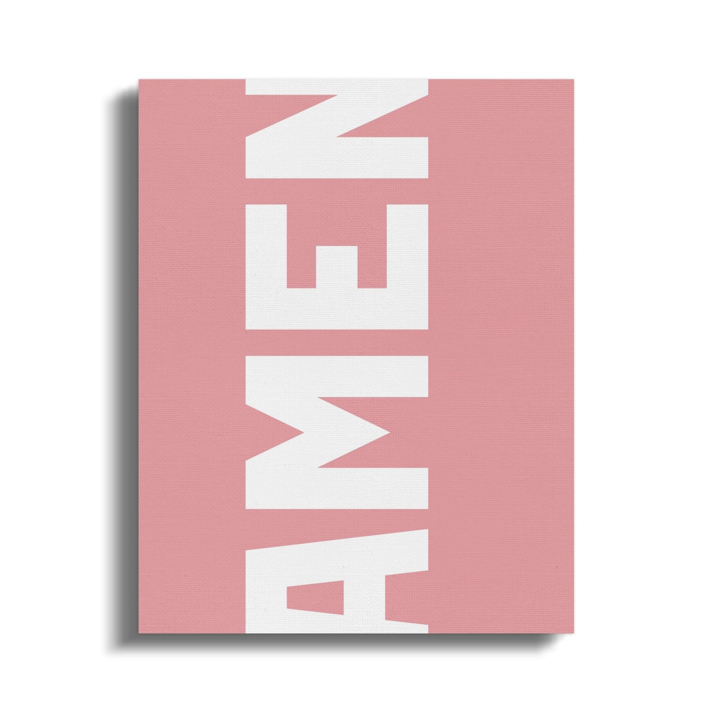 Pink Minimalist AMEN Wall Art Canvas, Modern Religious Home Decor, Inspirational Typography Print