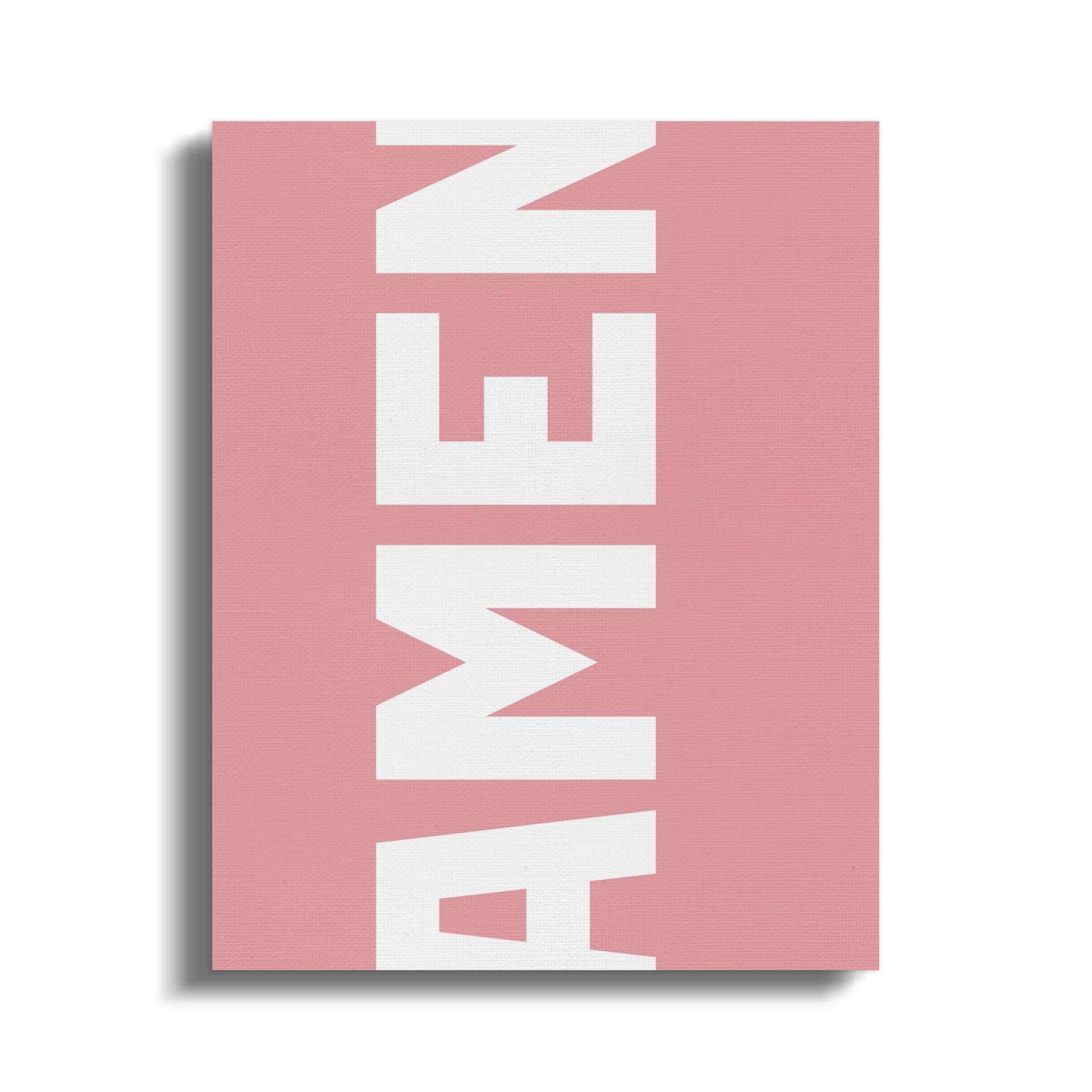 Pink Minimalist AMEN Wall Art Canvas, Modern Religious Home Decor, Inspirational Typography Print