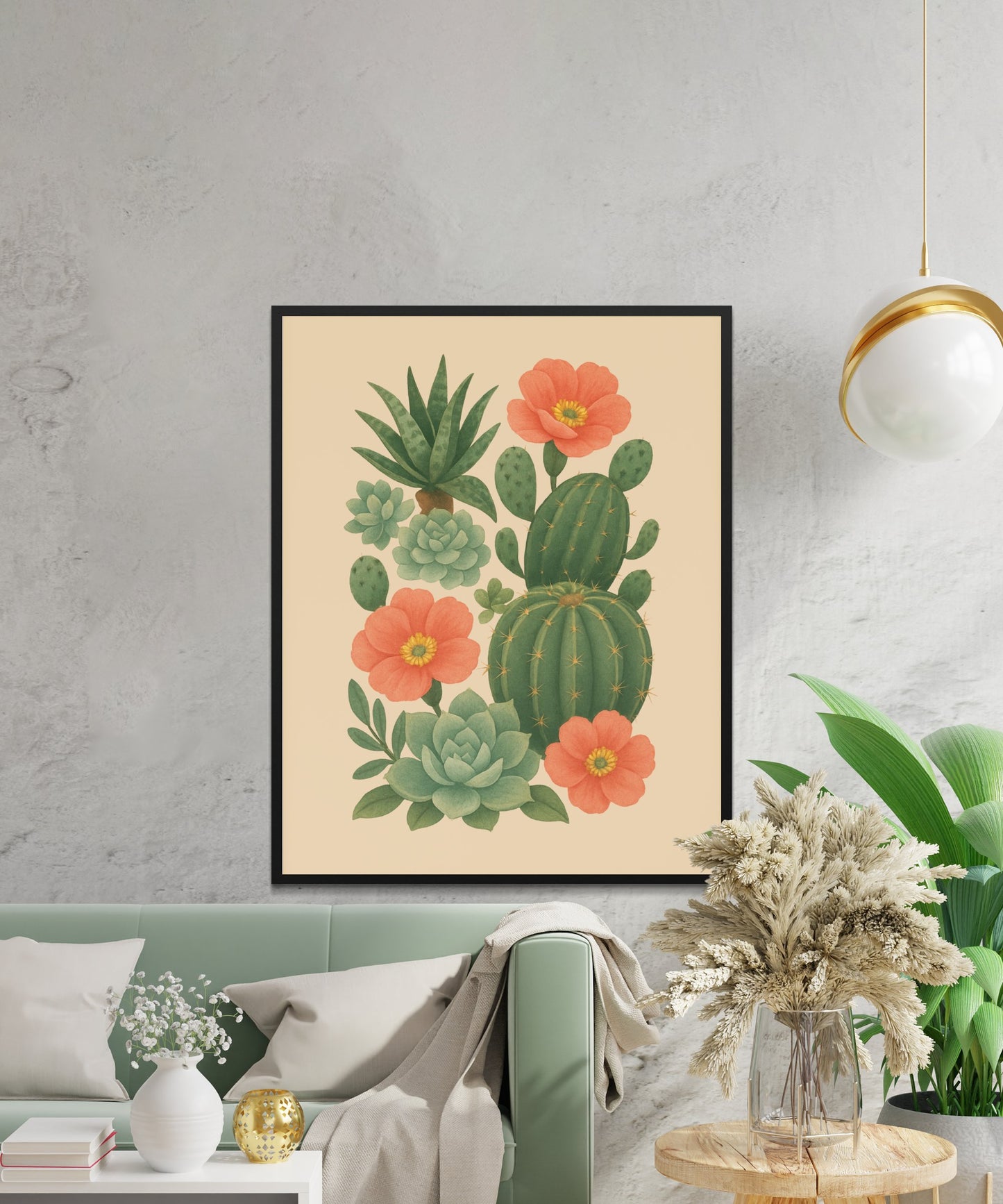 Botanical Cactus Print, Floral Succulent Wall Art, Desert Decor, Modern Home Decoration, Living Room Poster, Nature Inspired Artwork