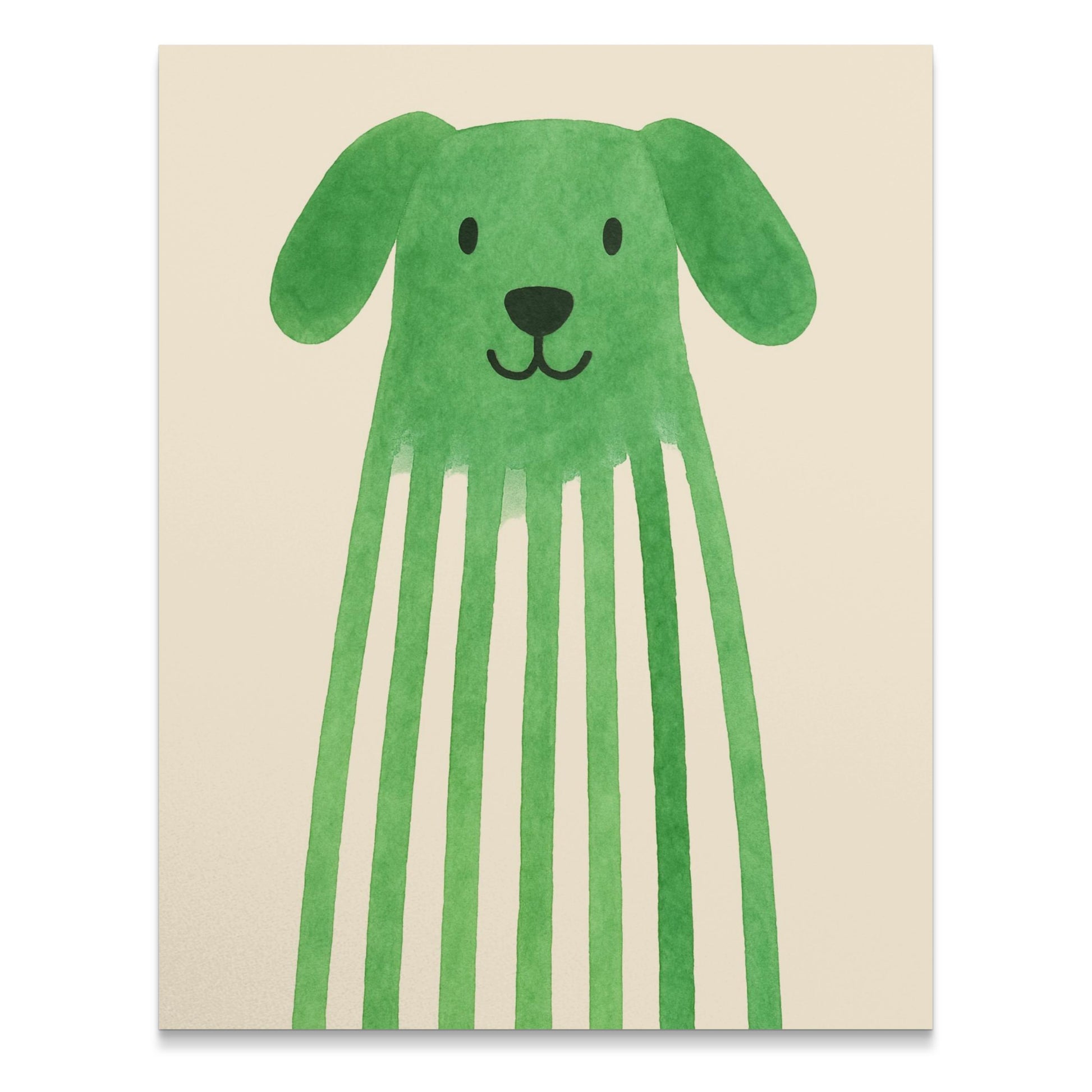 Green Watercolor Dog Art Print, Whimsical Nursery Decor, Animal Wall Art, Kids Room Poster