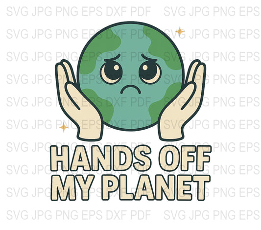 Hands Off My Planet Earth Sticker, Eco-Friendly Environmental Decal, Green Planet Protection, Vinyl Laptop Sticker, Save Earth Message
