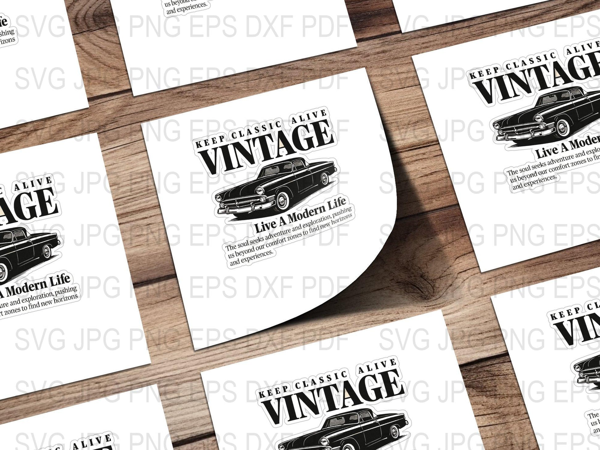 Vintage Car Print, Classic Vehicle Poster, Retro Automotive Wall Art Decor, Live a Modern Life Design