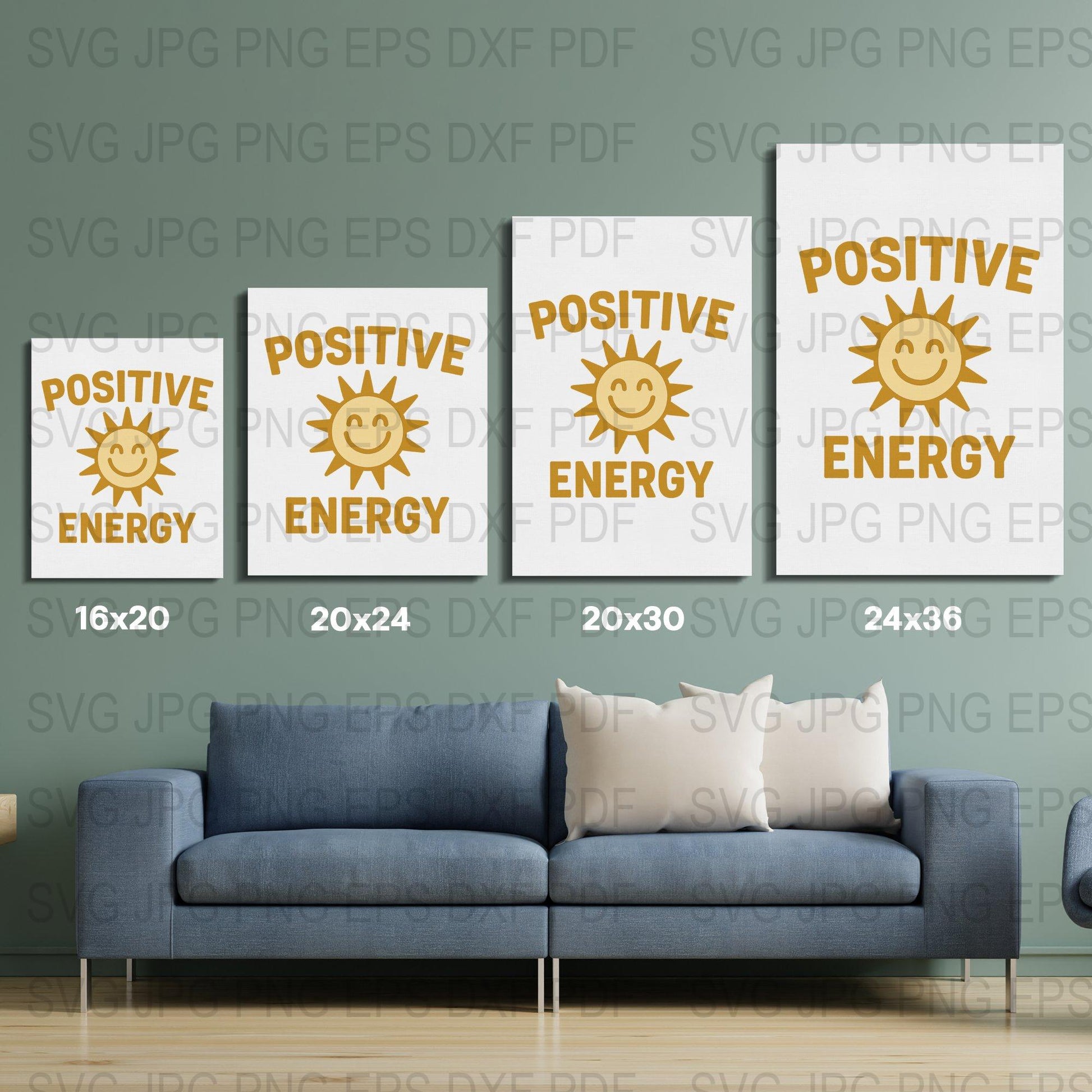 Positive Energy Sun Motivational Wall Art, Modern Home Decor Prints, Set of 3 Digital Download, Inspirational Quotes Posters