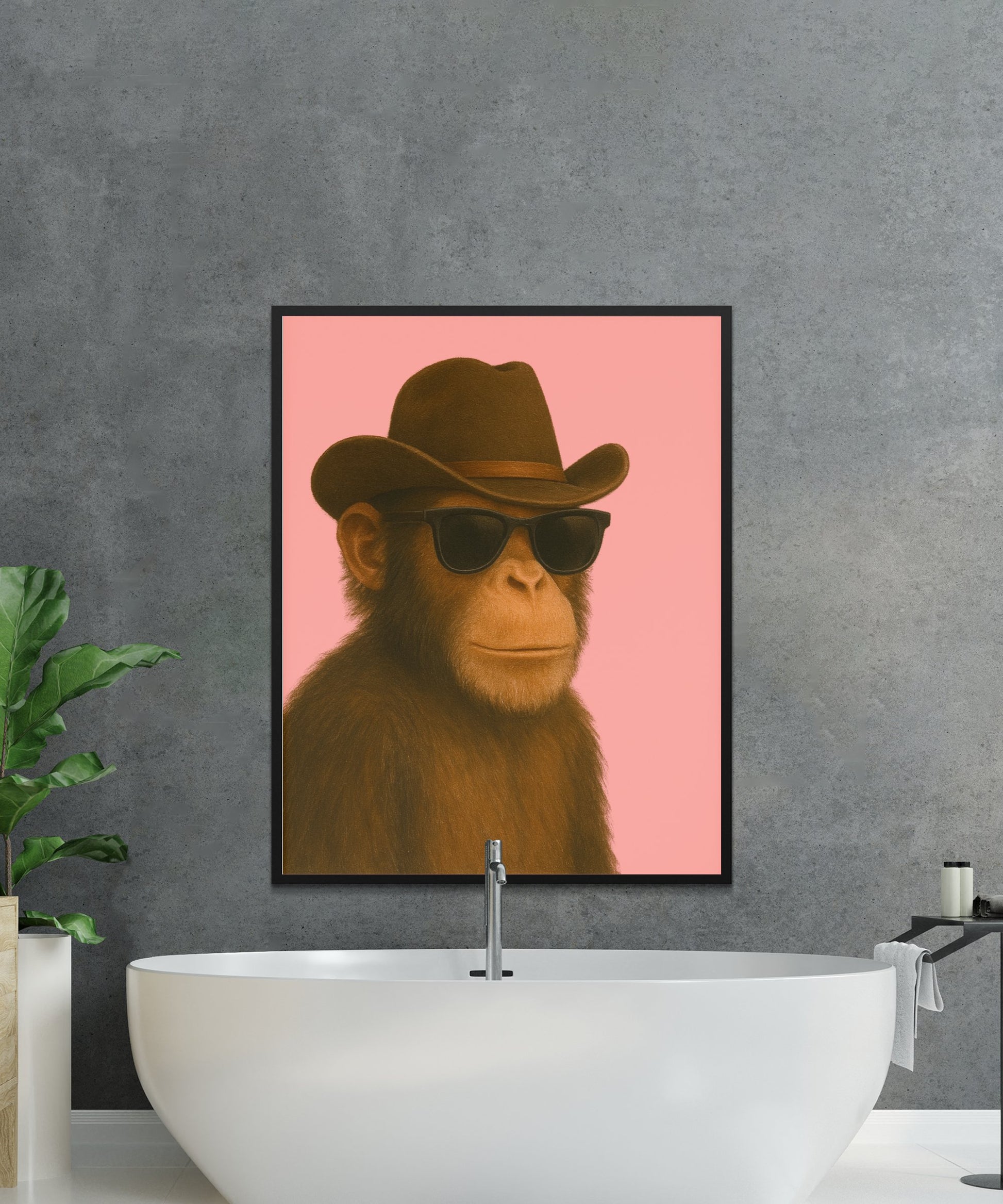 Cool Monkey with Hat Wall Art, Trendy Animal Print Poster, Modern Home Decor, Unique Living Room Artwork