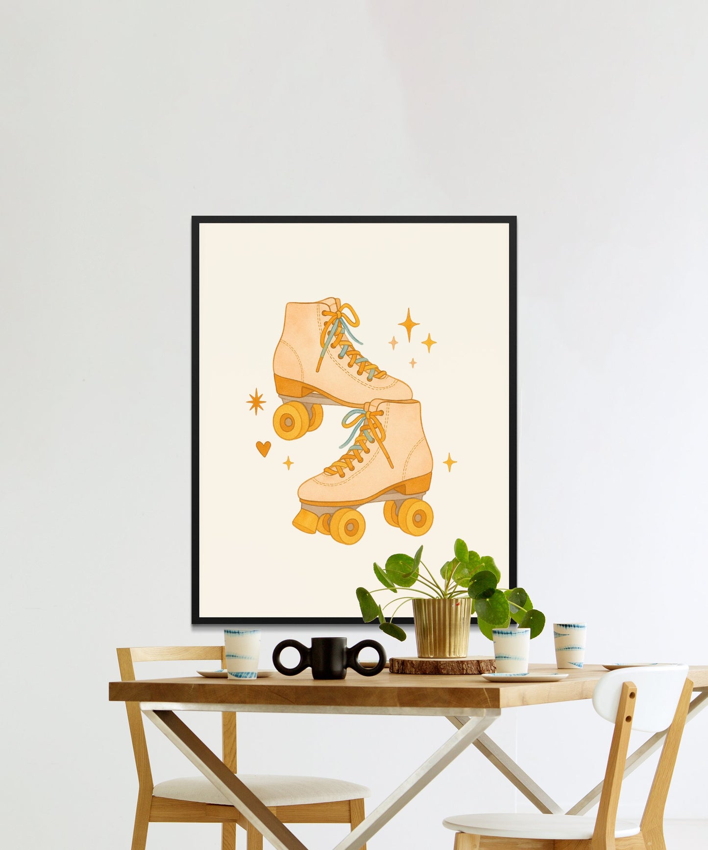 Vintage Roller Skates Art Print, Retro Skating Wall Decor, Mid-Century Modern Poster, Home Office Decoration, Gift Idea