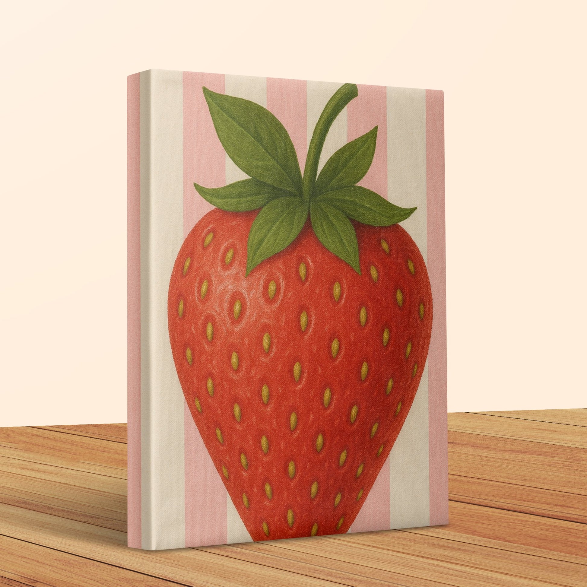 Strawberry Canvas Art Print, Kitchen Wall Decor, Red Fruit Painting, Modern Home Interior Gift, Colorful Summer Artwork