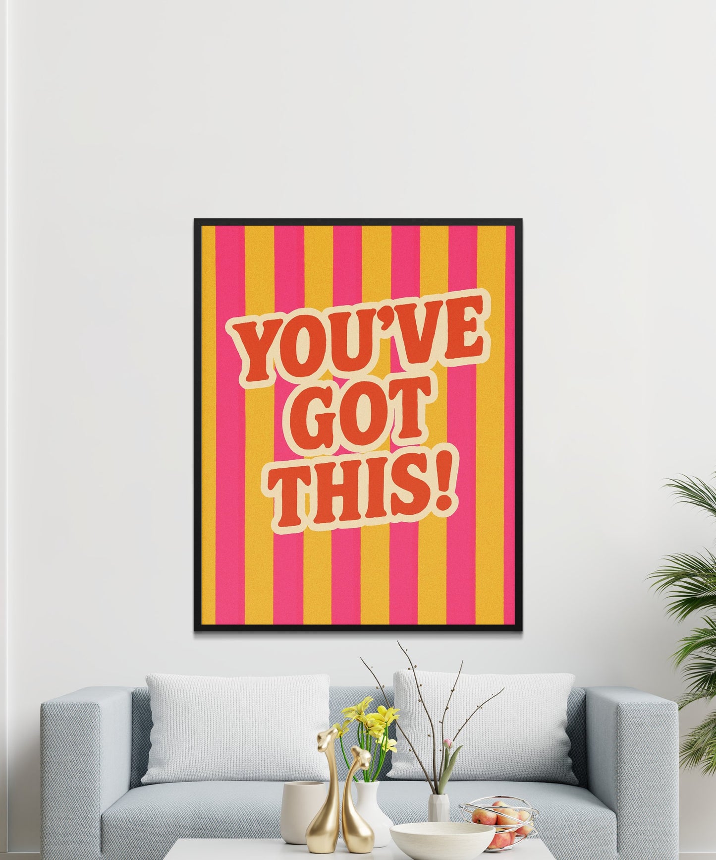 Colorful Striped Motivational Wall Art, 'You've Got This' Inspirational Quote Poster for Home Decor