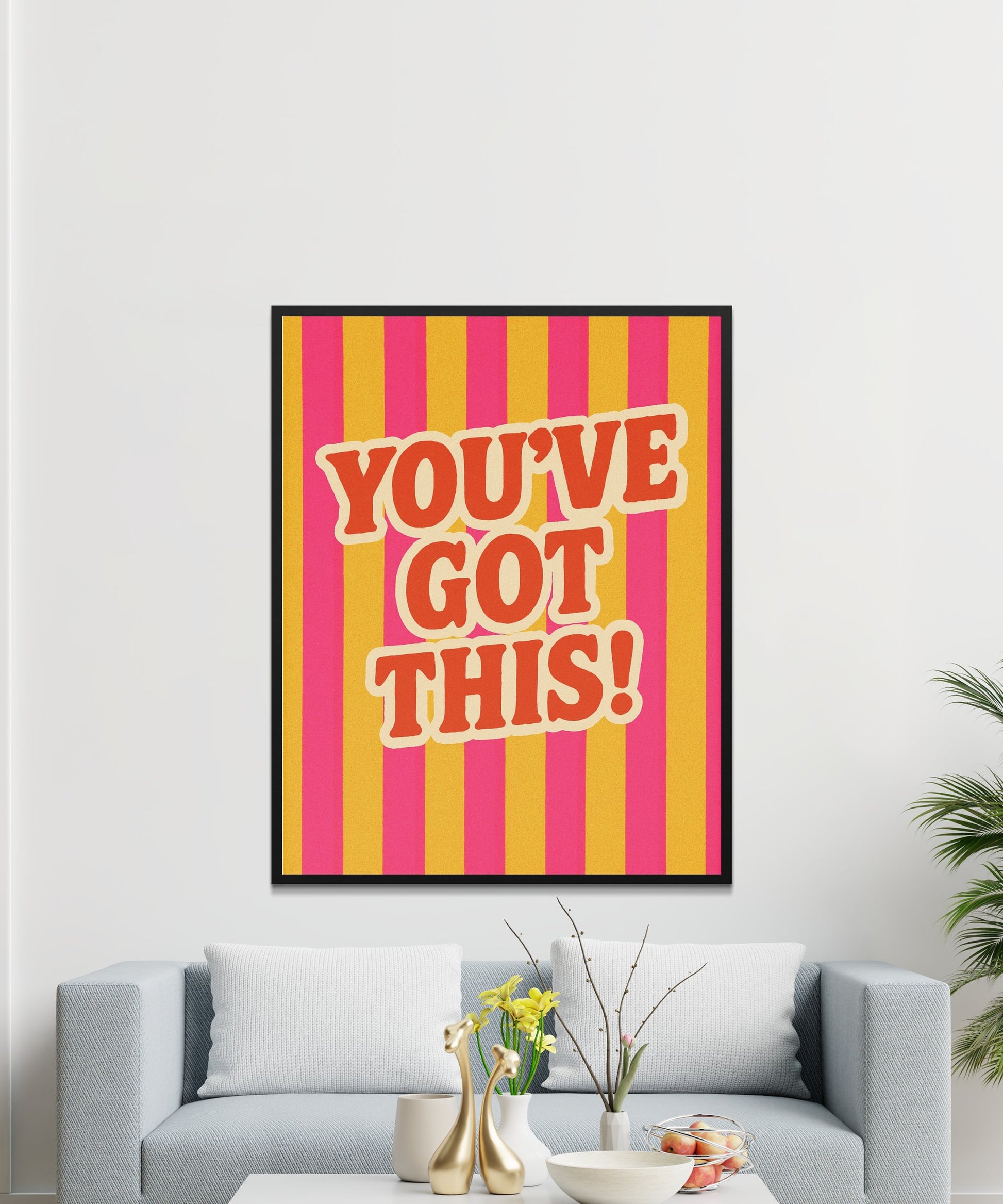Colorful Striped Motivational Wall Art, 'You've Got This' Inspirational Quote Poster for Home Decor