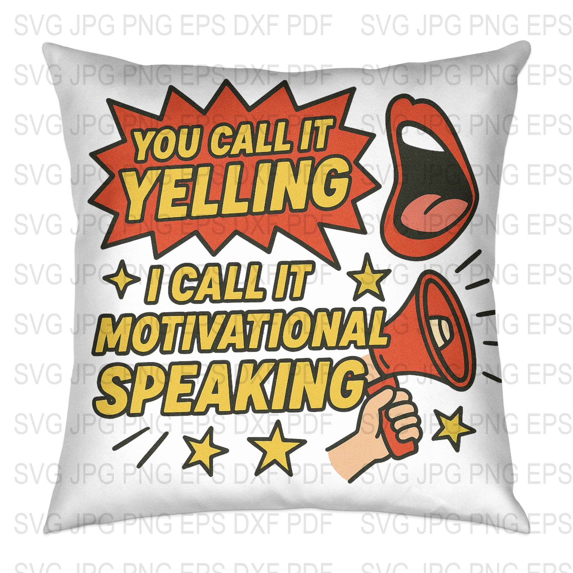Motivational Speaking Comic Throw Pillow, Humorous Quote, Vibrant Pop Art Home Decor, Fun Conversation Piece, Unique Gift Idea