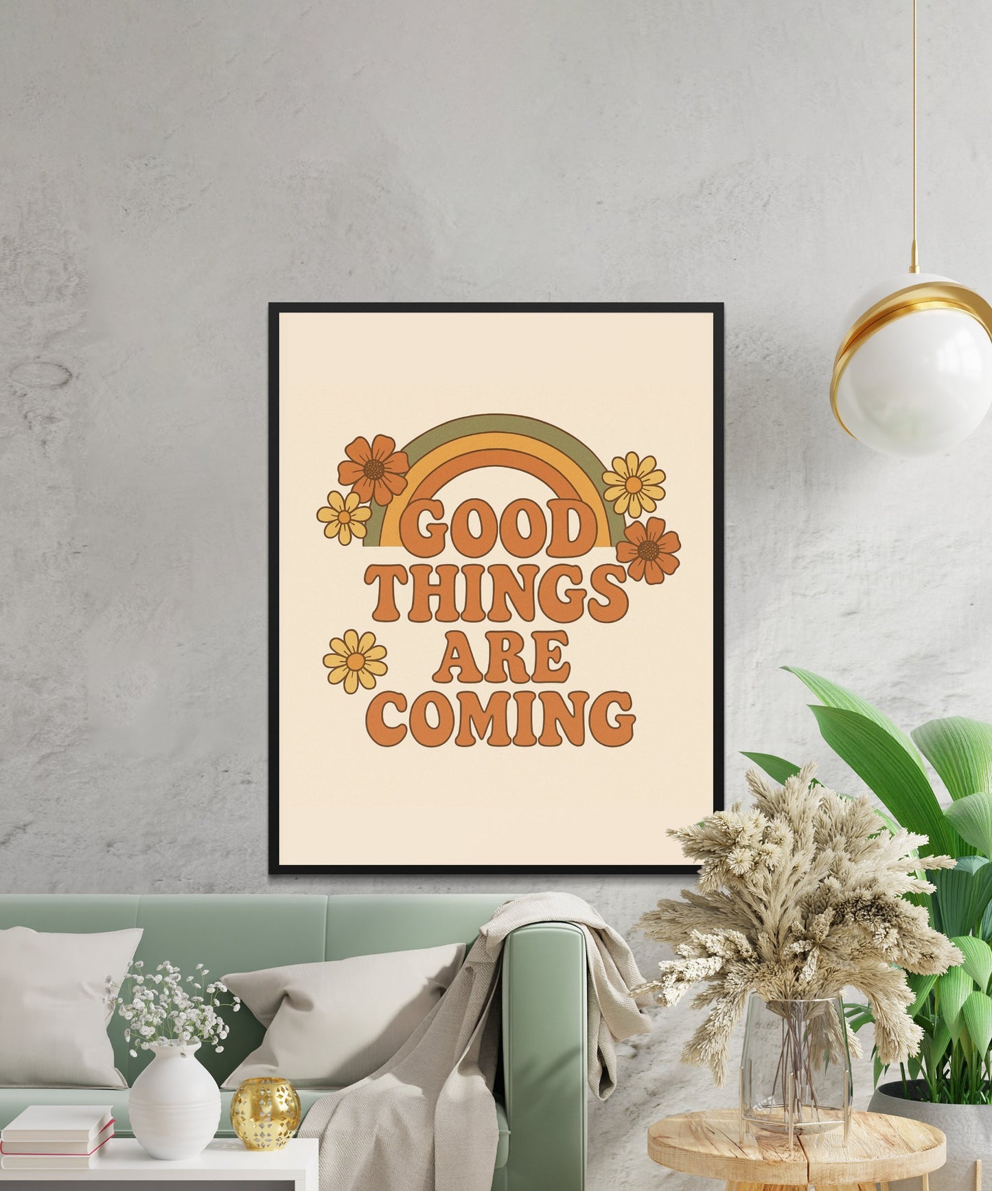 Inspirational Quote Wall Art, Good Things Are Coming Poster, Floral Decor, Positive Affirmation Print for Home and Office