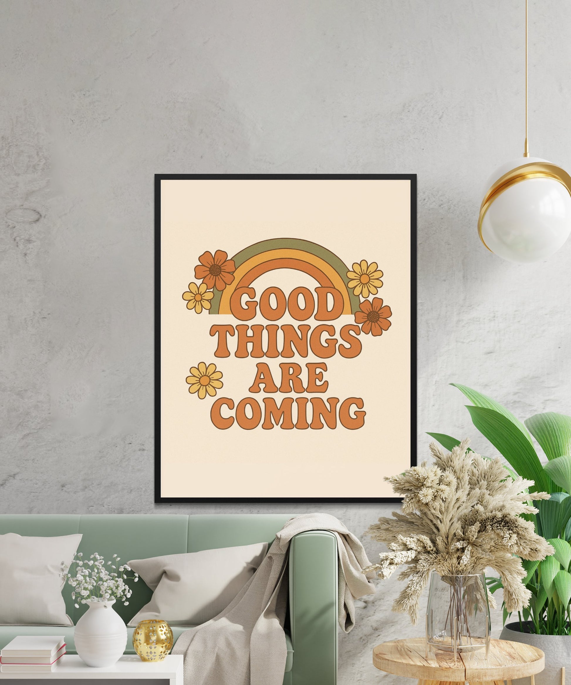Inspirational Quote Wall Art, Good Things Are Coming Poster, Floral Decor, Positive Affirmation Print for Home and Office