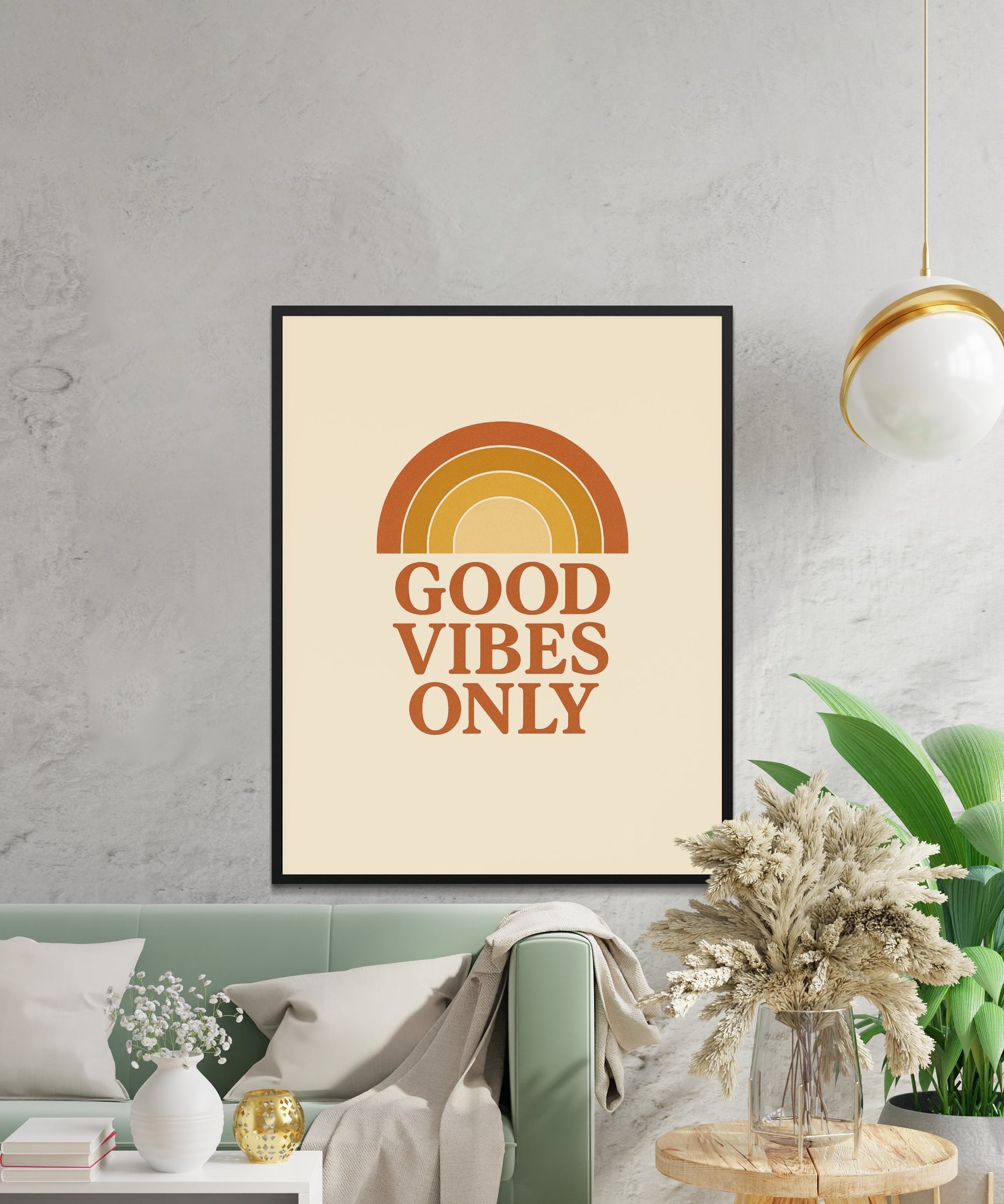 Good Vibes Only Poster, Modern Wall Art, Minimalist Decor, Positive Quote Print, Living Room Artwork, Boho Chic Style, Inspirational Wall