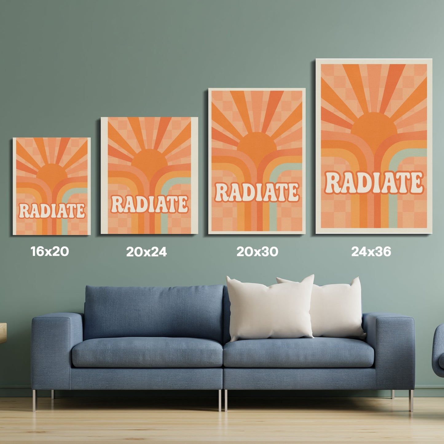 Radiate Sunburst Art Print Set, Retro Mid-Century Modern Wall Decor, Multiple Sizes Available