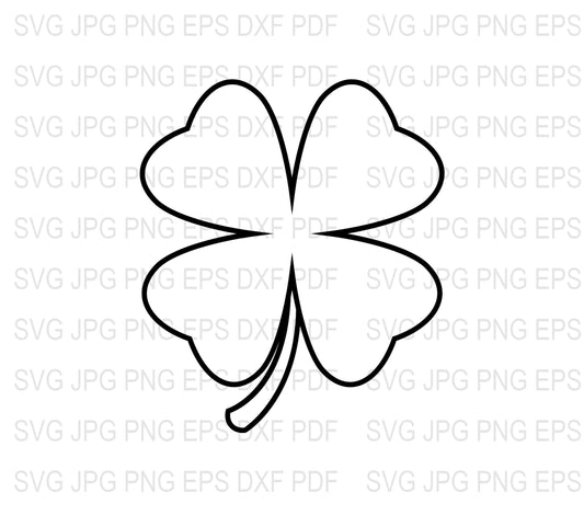 Four Leaf Clover SVG File, Digital Download for Cricut, Silhouette, Vector Graphic for DIY Crafts and Projects, EPS, PDF, JPG Formats