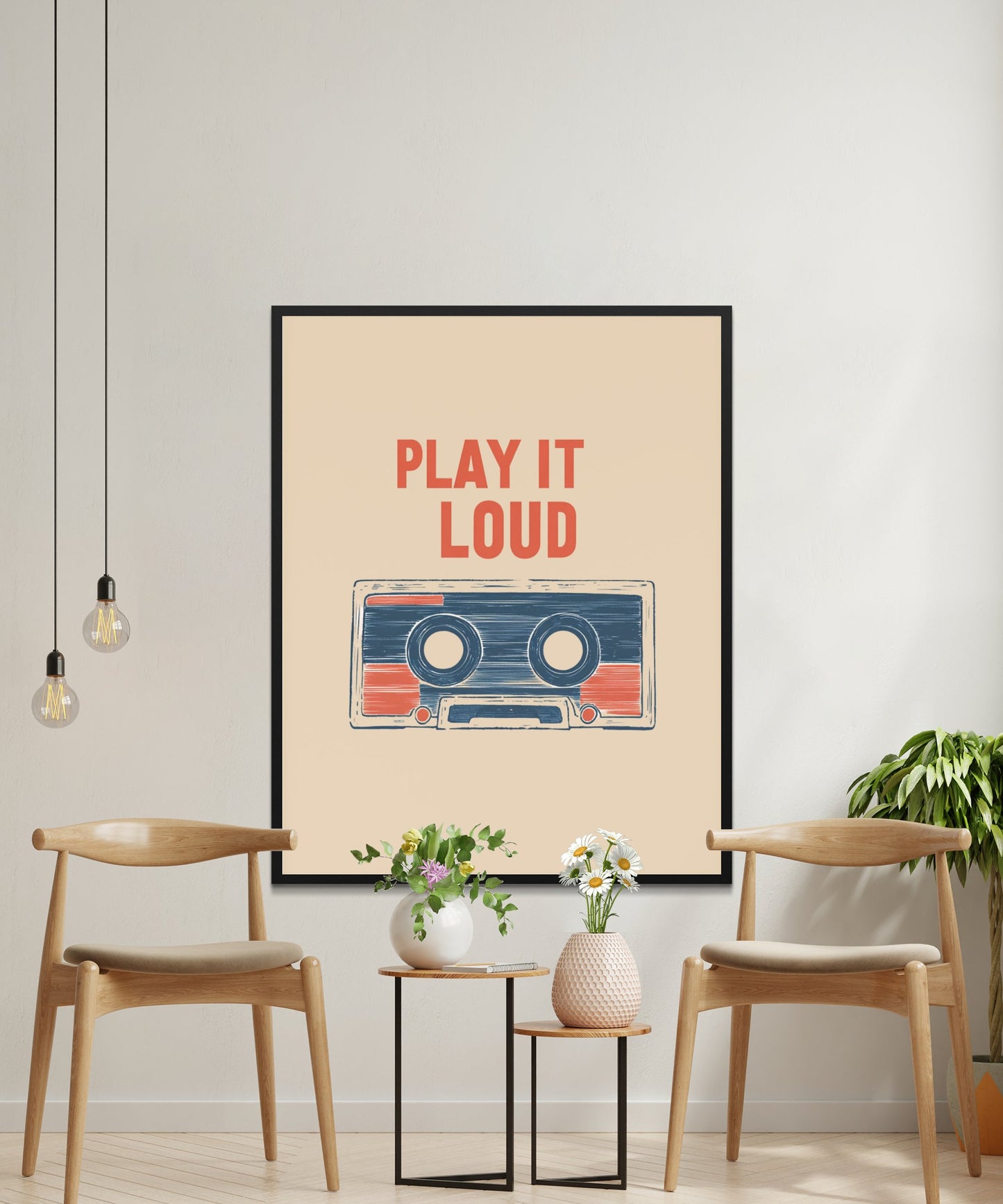 Vintage Cassette Player Poster, Retro Music Wall Art, Play It Loud Print, Home Decor