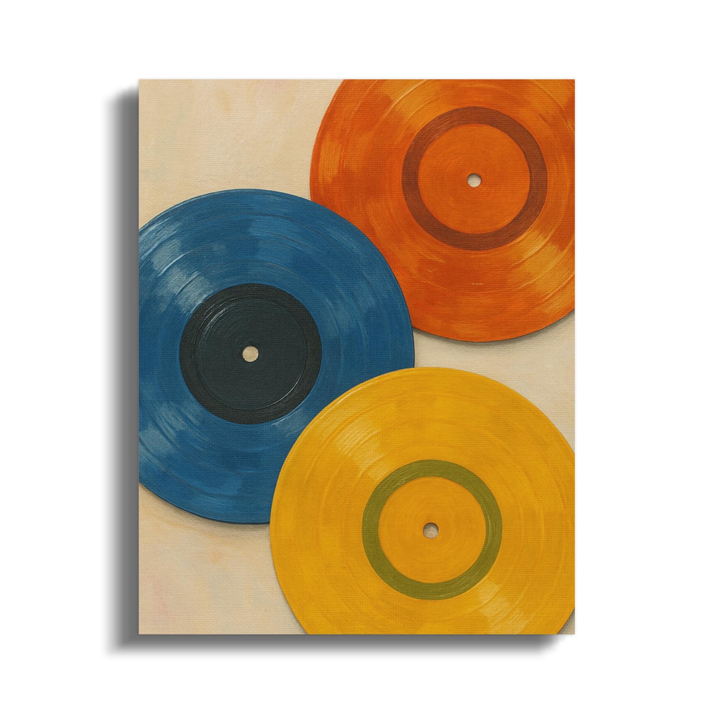 Abstract Circle Painting, Modern Wall Art, Colorful Blue Orange Yellow Canvas Decor
