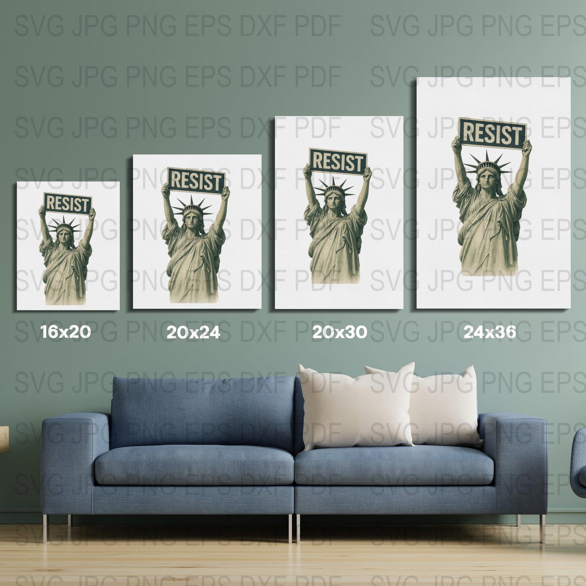 Resist Poster Set, Statue of Liberty Artwork, Political Wall Decor, Freedom Prints, Living Room Gallery, Modern Home Decor 16x20 20x24 24x36