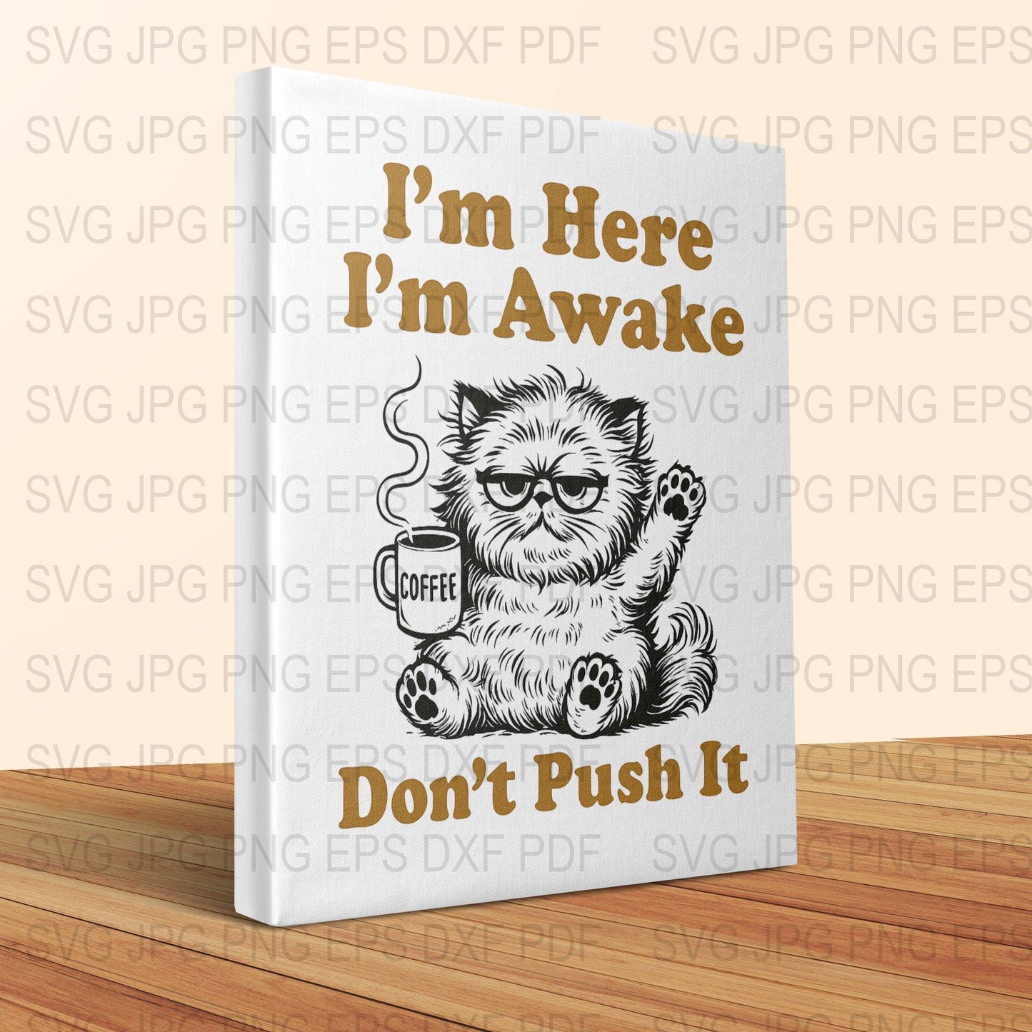 Cute Cat Coffee SVG, Funny Morning Cat Clipart, Digital Download, Cat Lover Gift, Graphic Design, T-Shirt Print File, Wall Art Decor
