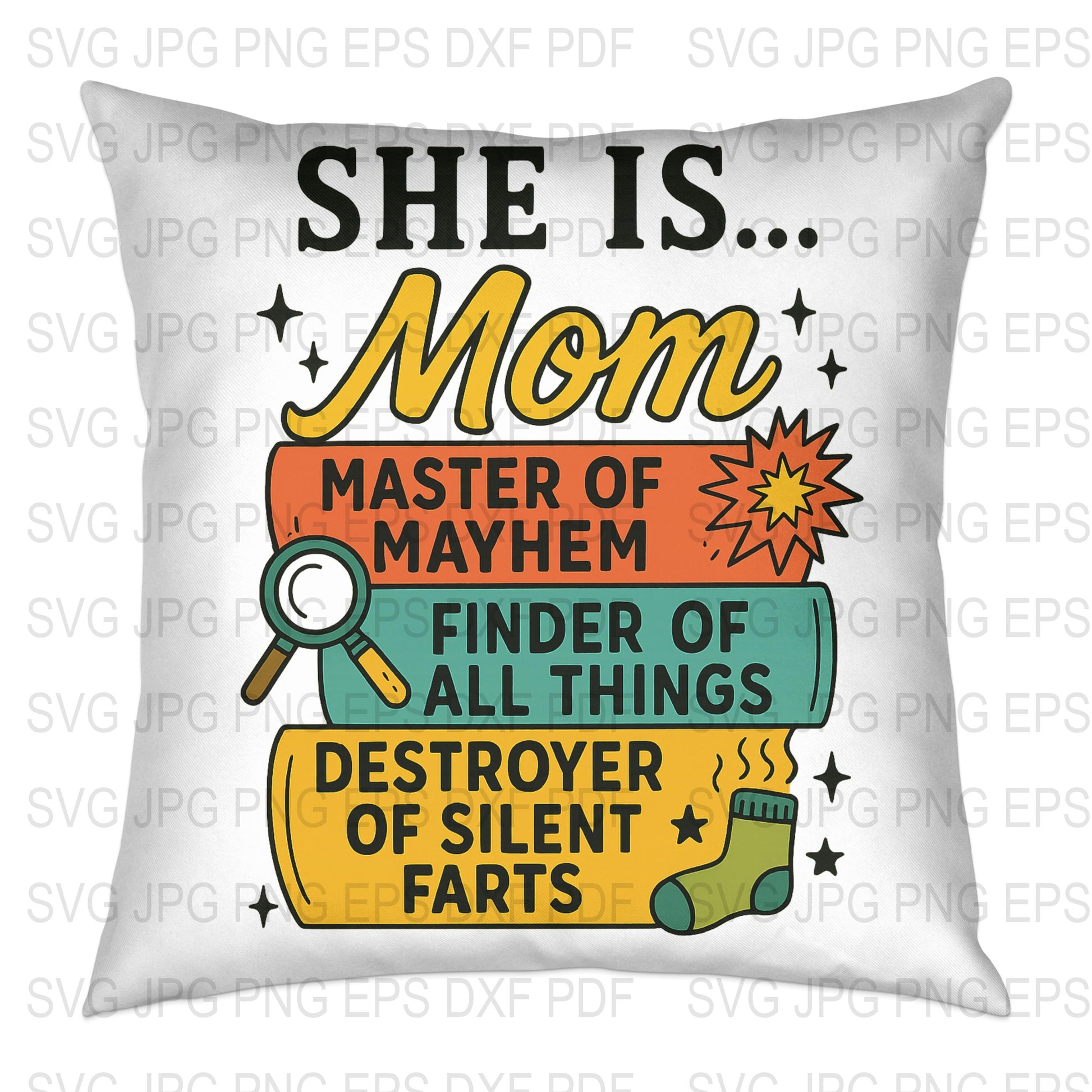 Colorful Mom Throw Pillow Cover, Funny Mother's Day Gift, Master of Mayhem, Home Decor