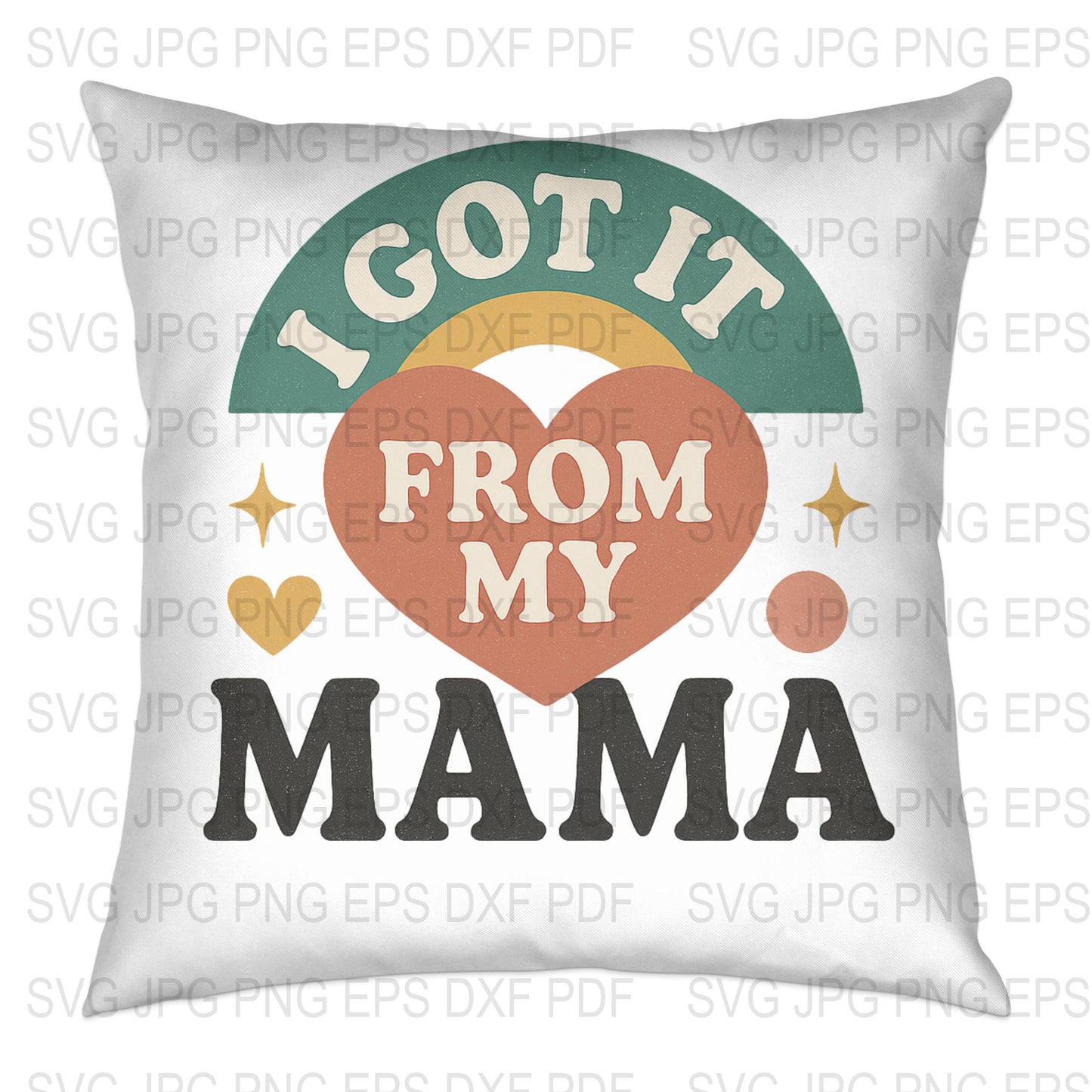 'I Got It From My Mama' Pillow Cover, Vintage Style Home Decor, Gift for Mother's Day, Colorful Cushion Case