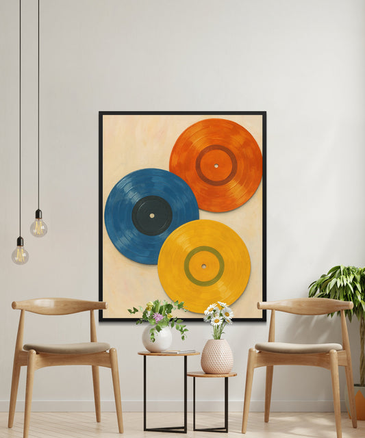 Abstract Geometric Art Poster, Colorful Circles Wall Art, Modern Home Decor, Vibrant Office Artwork, Large Canvas Print