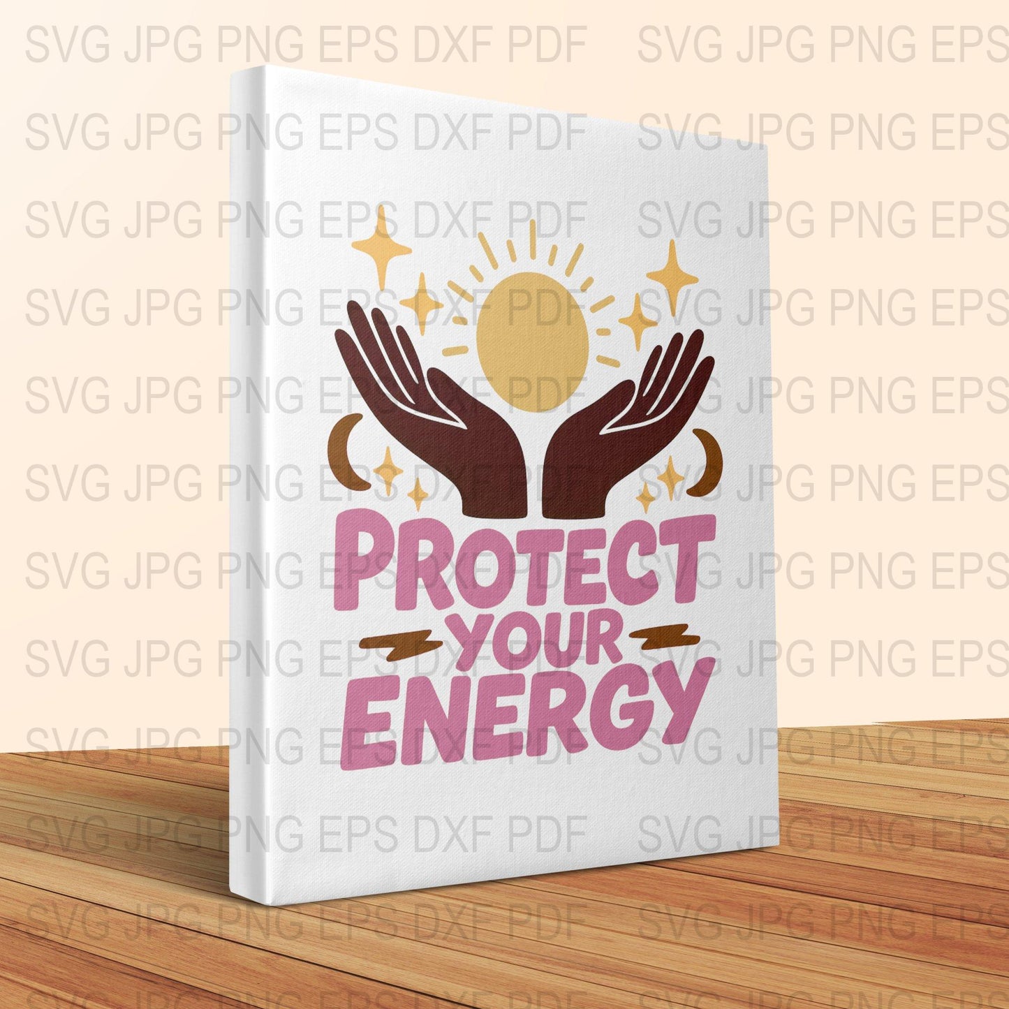Protect Your Energy Canvas Print, Spiritual Wall Art, Healing Hands Motivational Poster, Home Decor, Office Artwork, Inspirational Gift