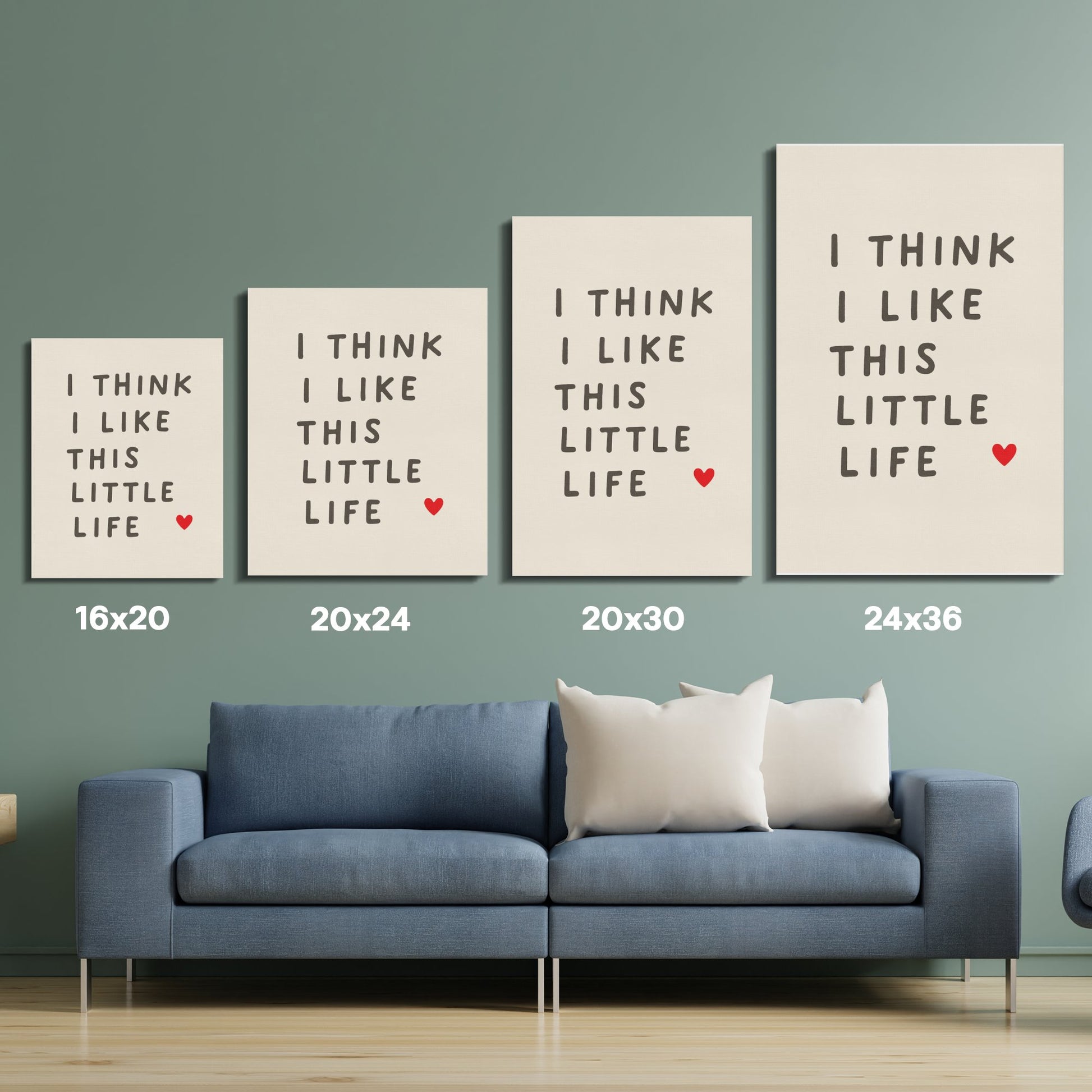 Minimalist Quote Wall Art, I Think I Like This Little Life, Canvas Print Set, Modern Home Decor, Various Sizes Available
